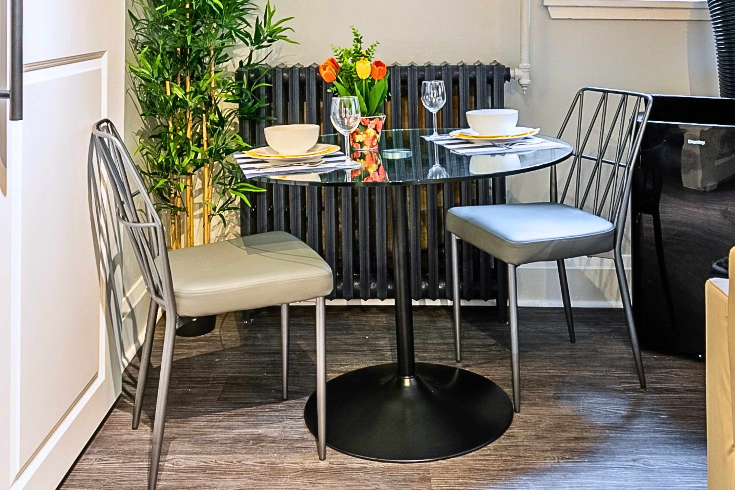 Intimate dining setup for two