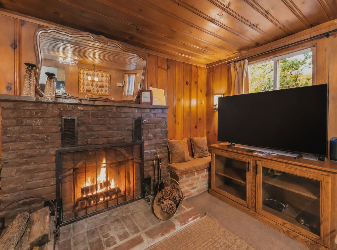 Curl up with a good movie in this cozy retreat
