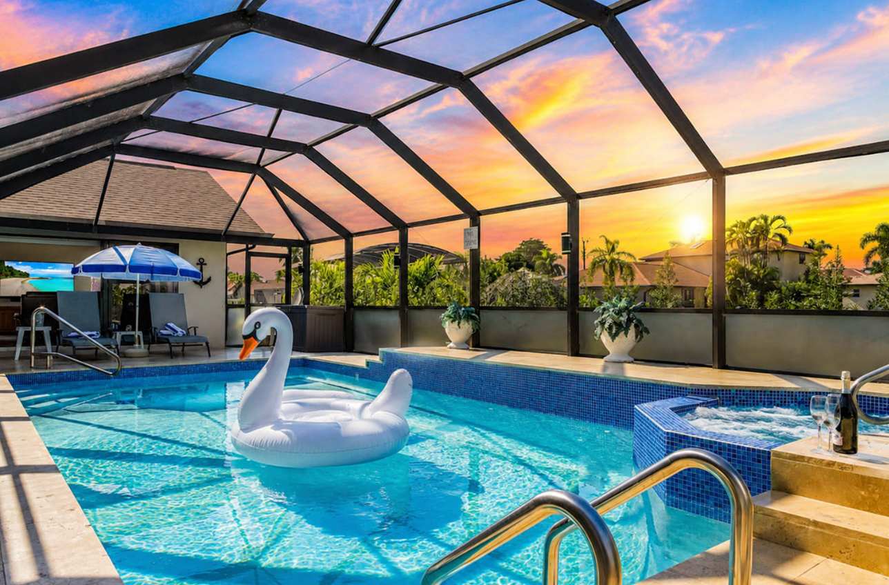 Canal front home with private pool and attached spa