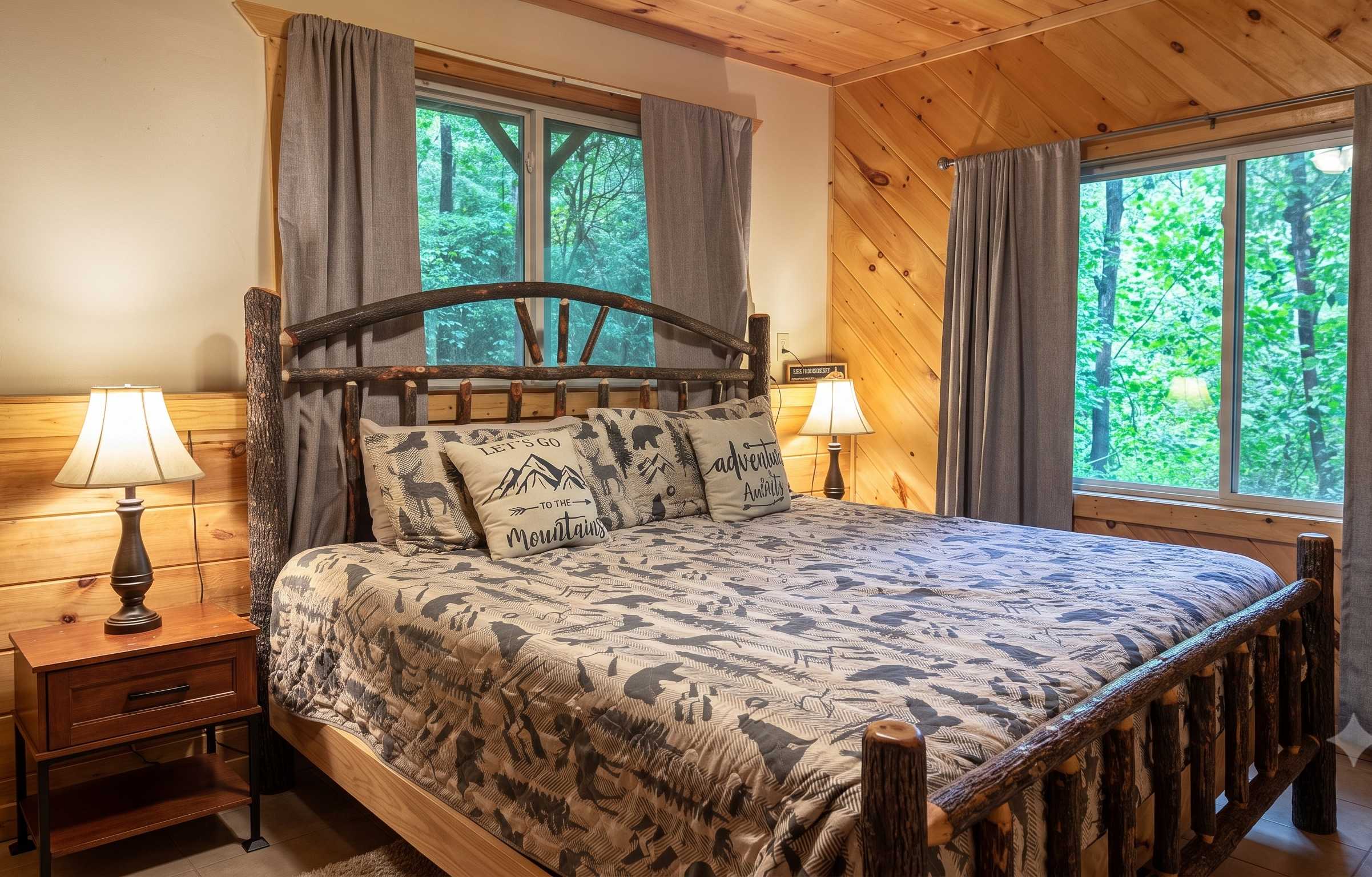 Wake up to peaceful forest views from the cozy comfort of Bedroom 3.