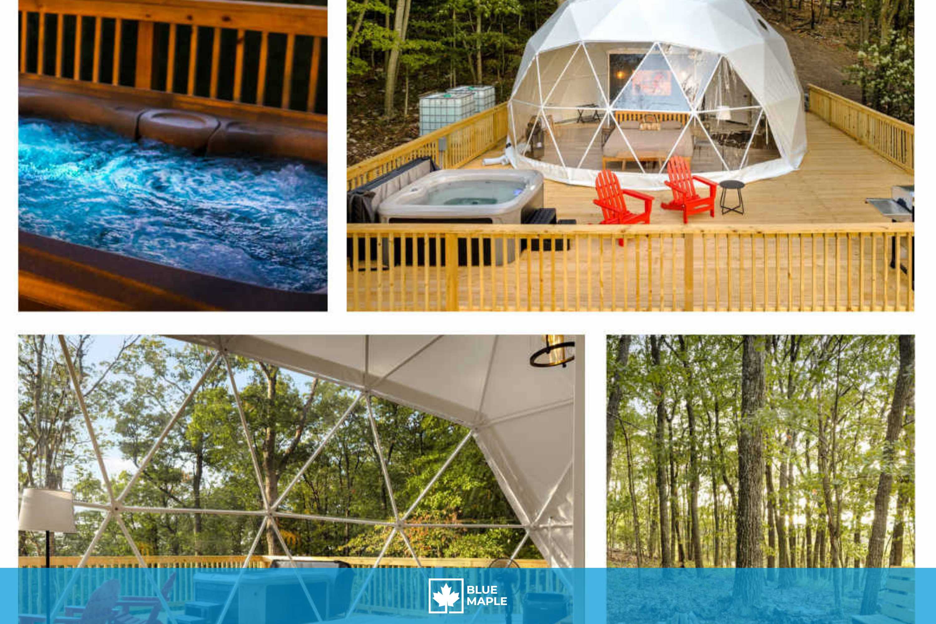 Glamping dome w/ hot tub & mountain views