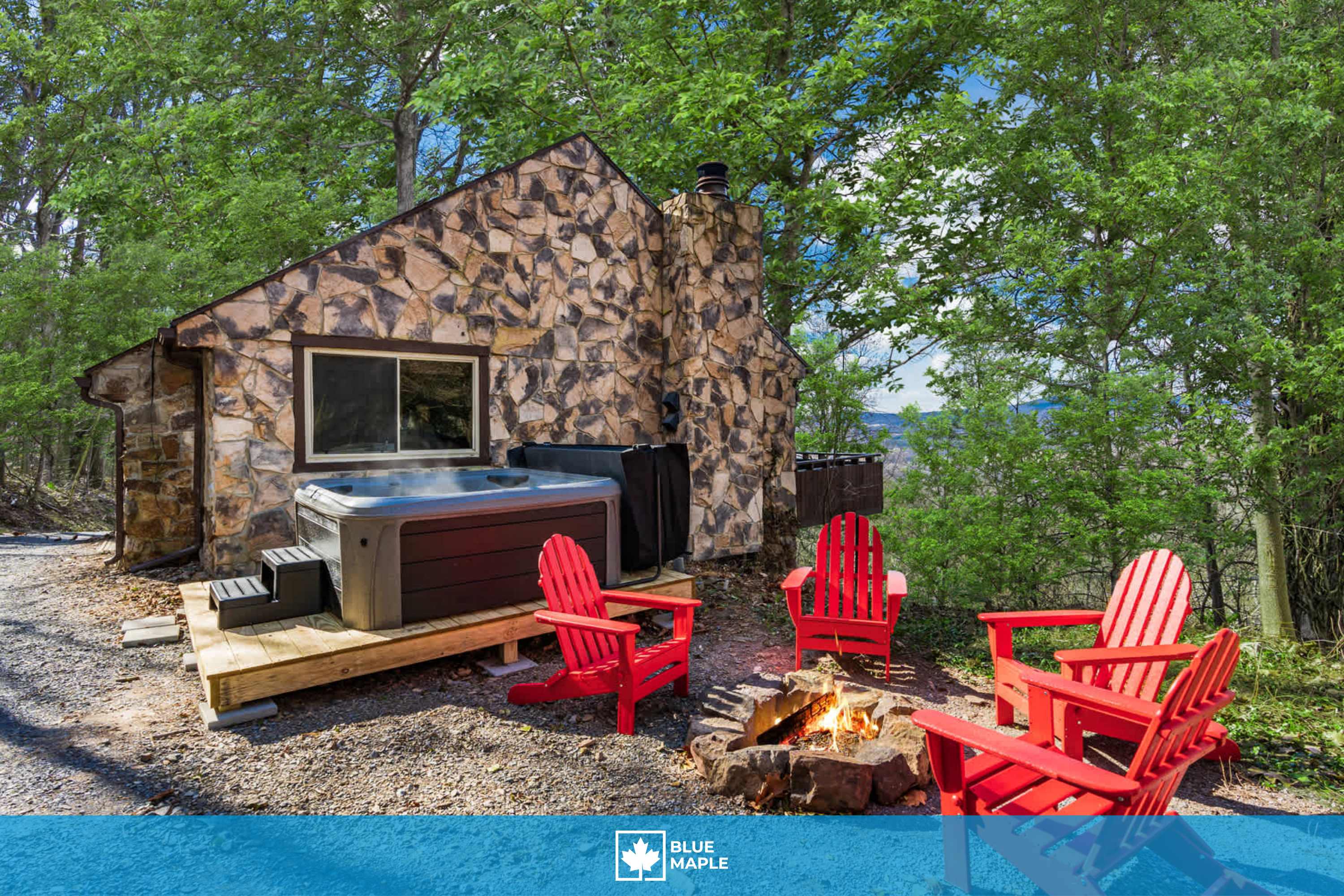 Stone chalet w/ views & hot tub