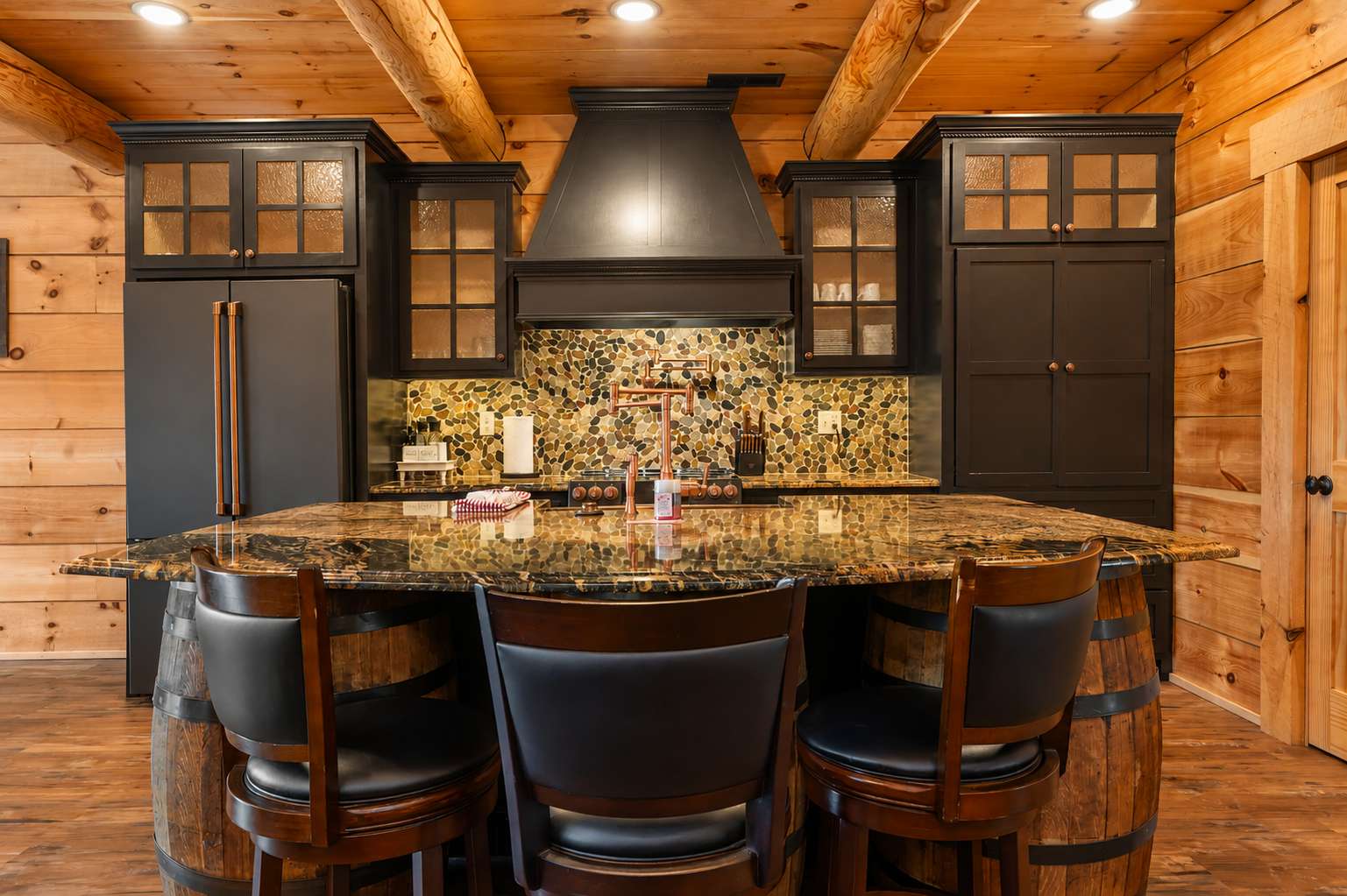 
The elegant kitchen offers loads of space & all the comforts of home