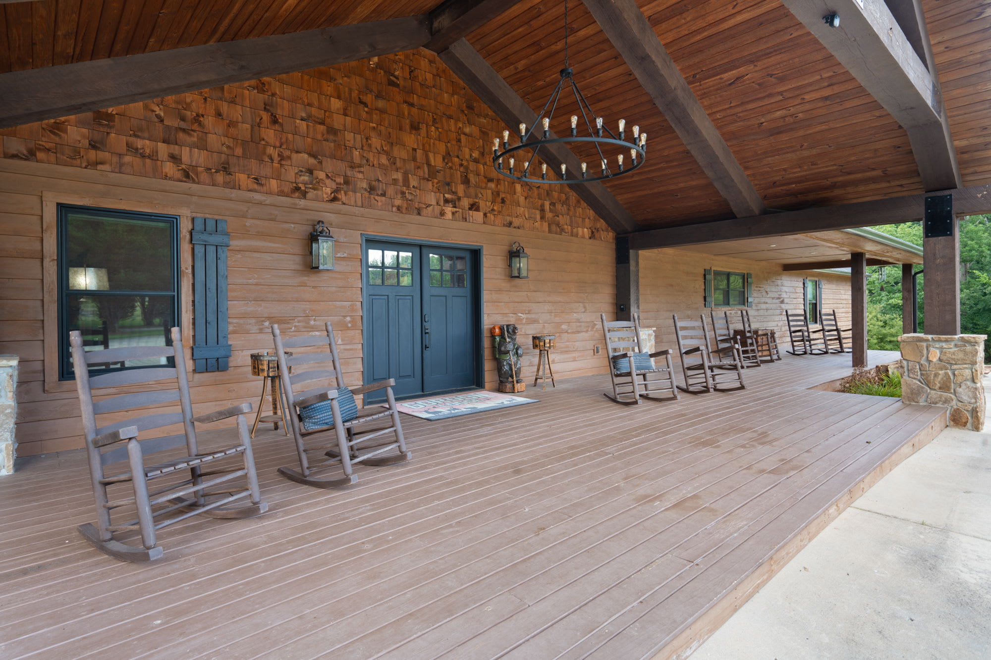 Front porch seating & entrance at The Lodge at Cloudland