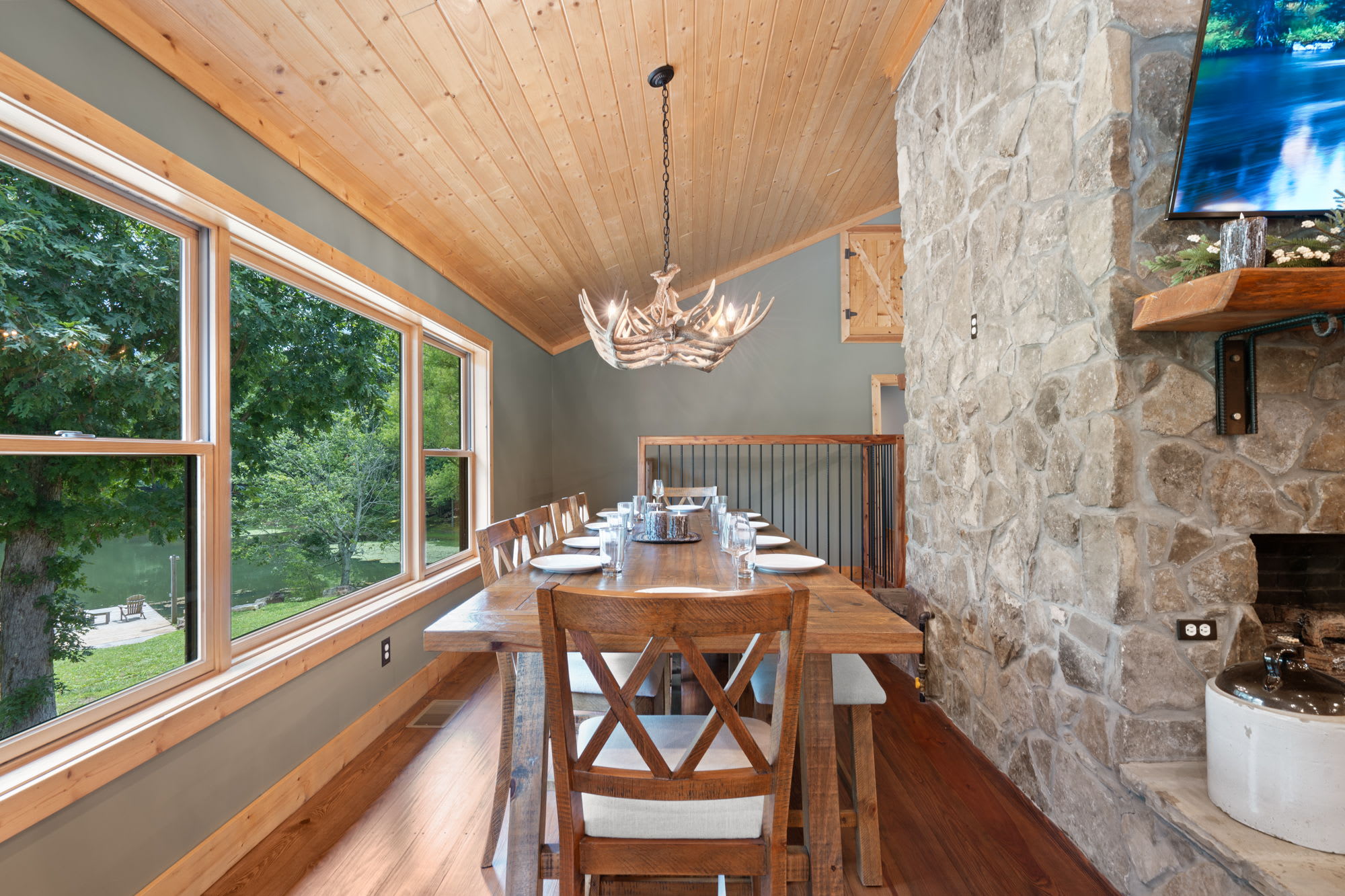 Dinning room at The Lodge. Plenty of seating for large groups!