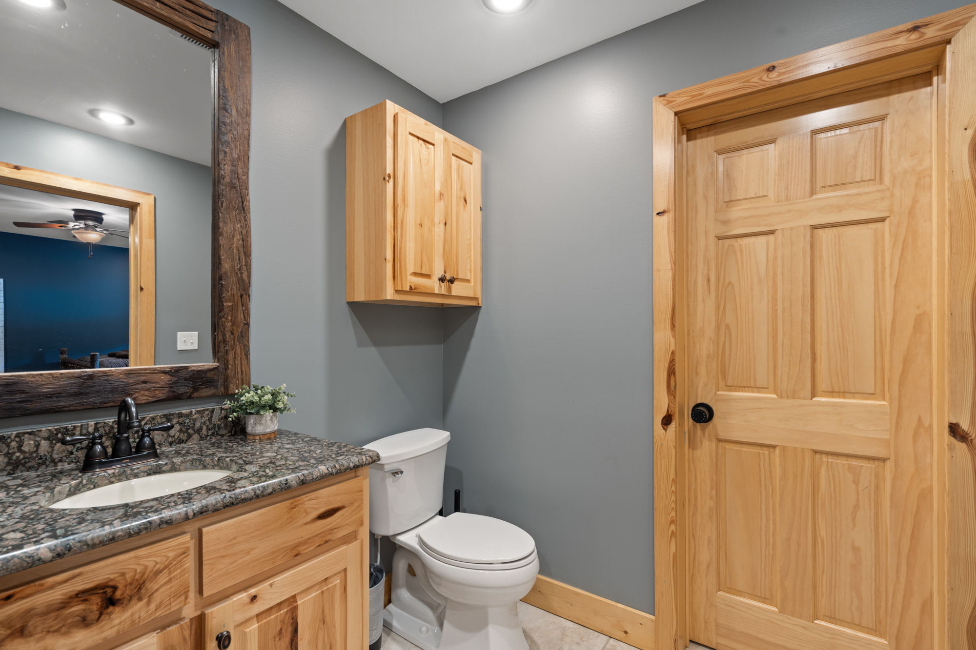 Private half bath for the first guest bedroom. This has a jack & Jill bathroom layout with a shared shower with the second guest bedroom