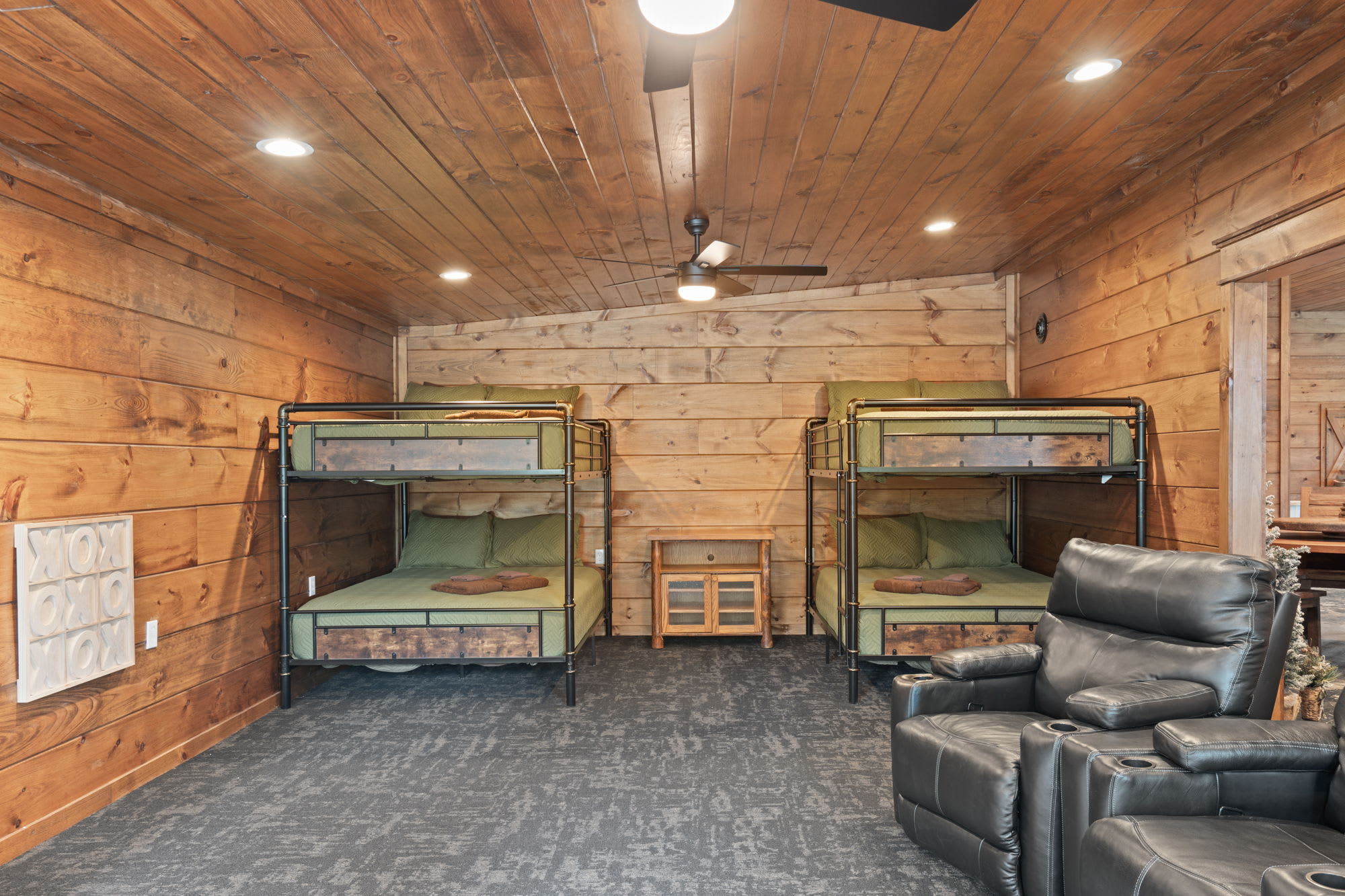 Bunk house downstairs bedroom & media room