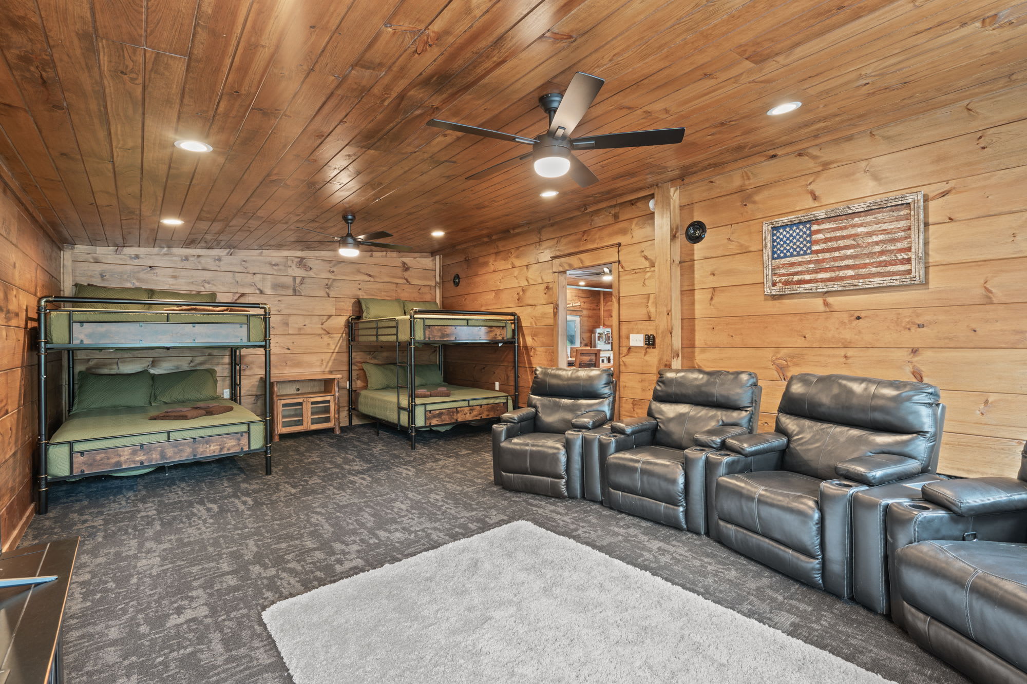 Bunk house downstairs bedroom & media room