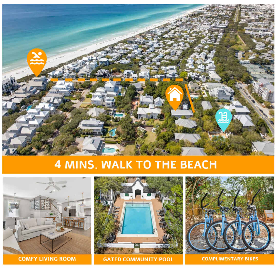Luxe Beach House: Steps to Rosemary, Beach, Pool & Bikes