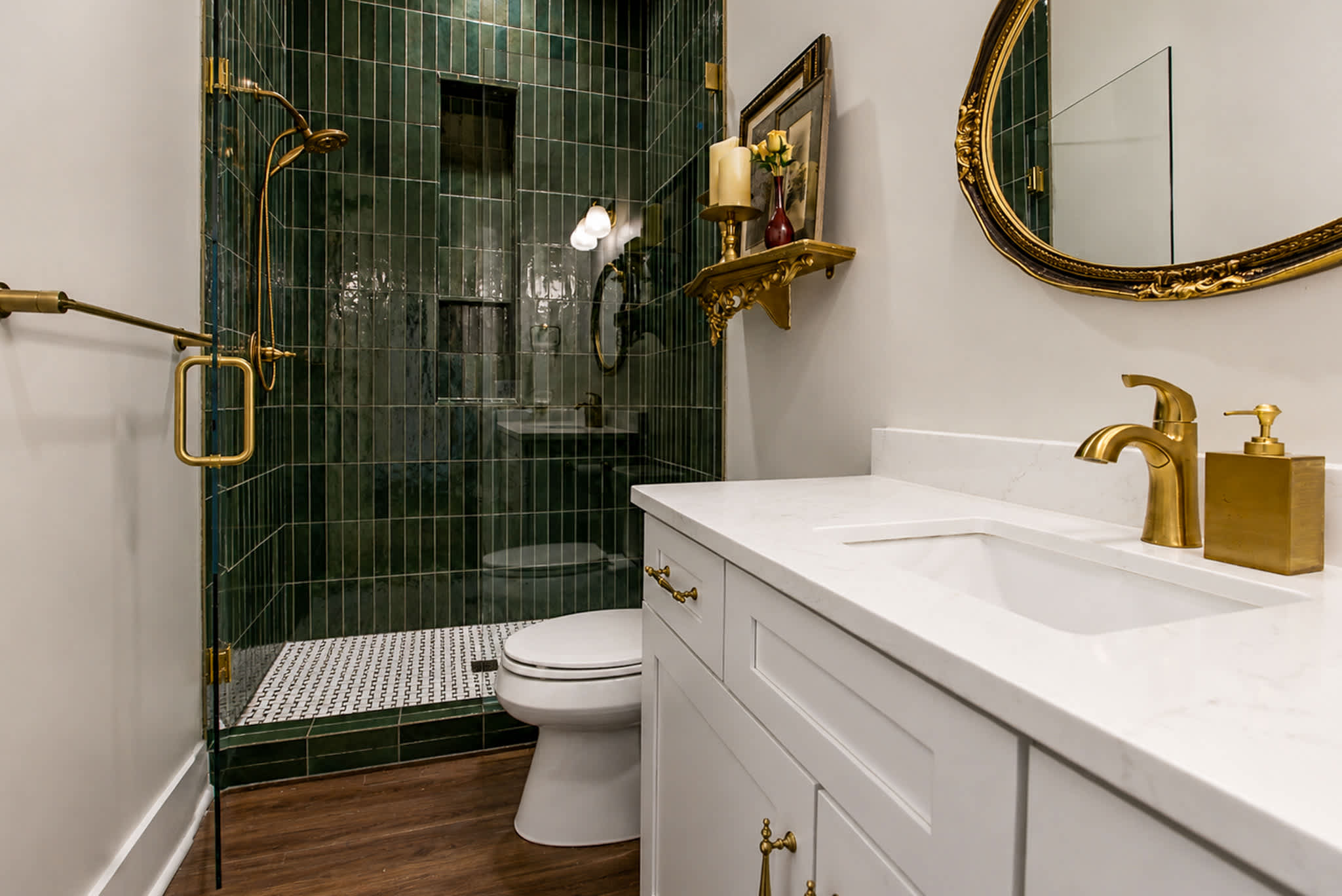 Start your day refreshed in this well-appointed ensuite with a modern shower

