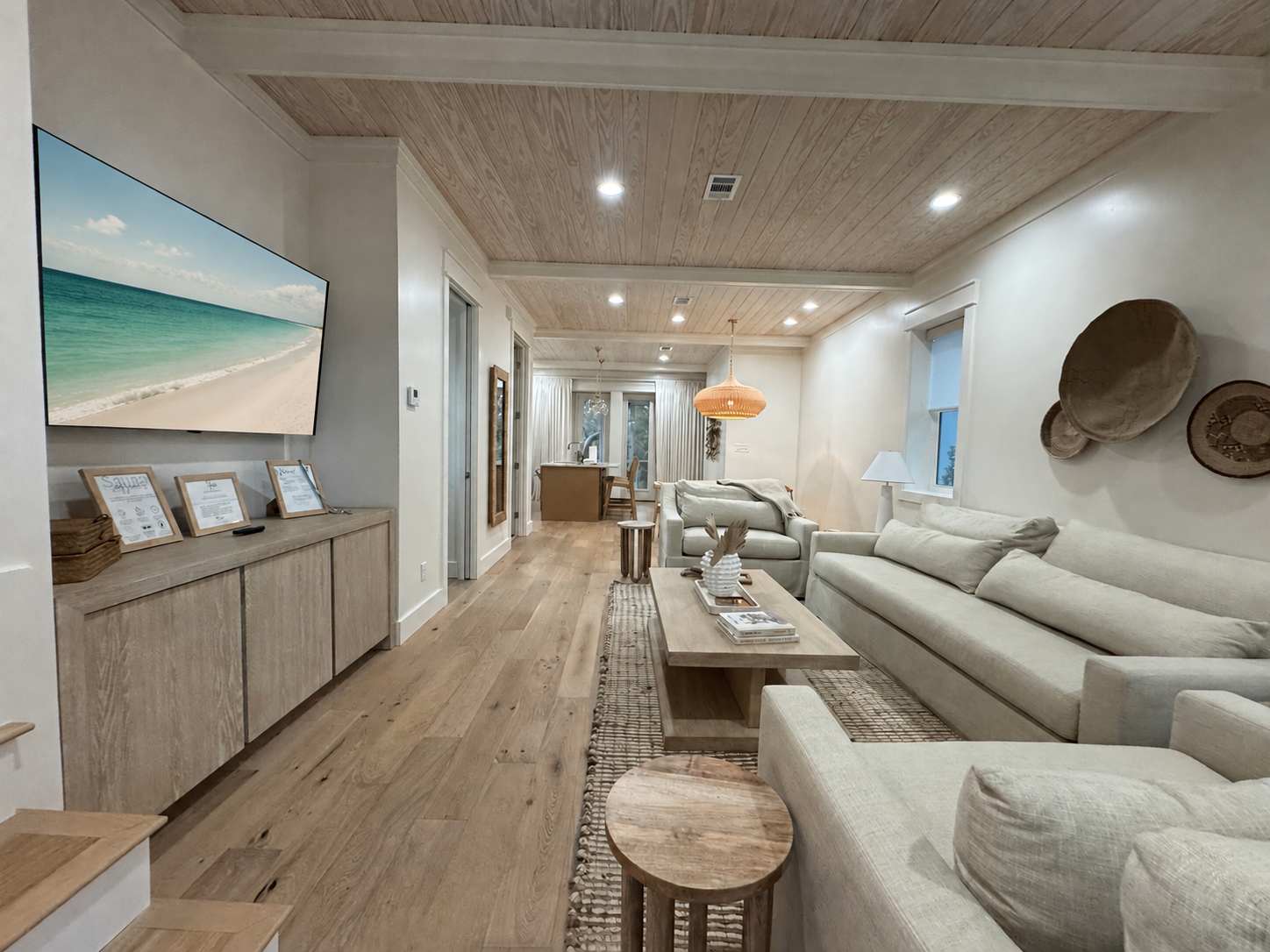 Living room features a smart tv!