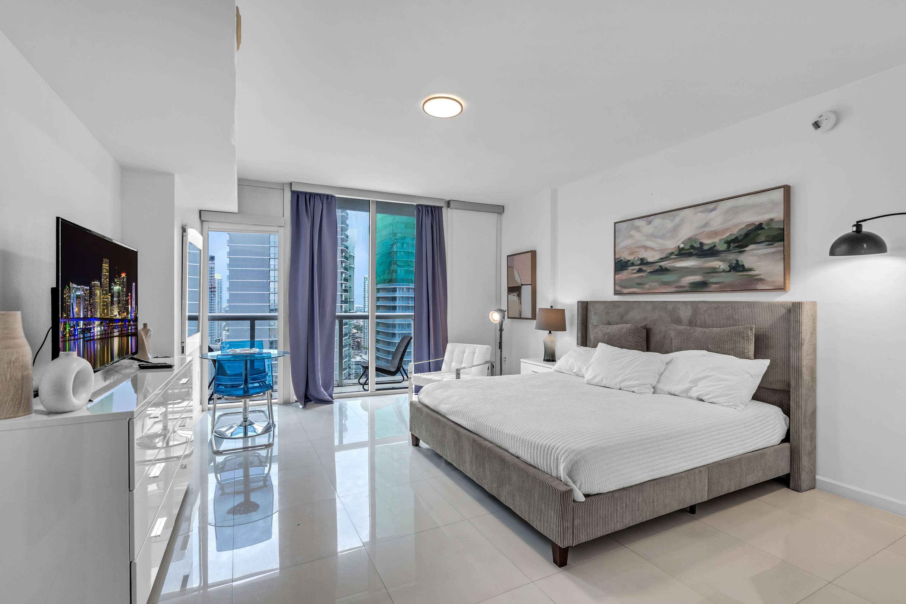 Unwind in the plush queen bed & stream your favorites on the smart TV​