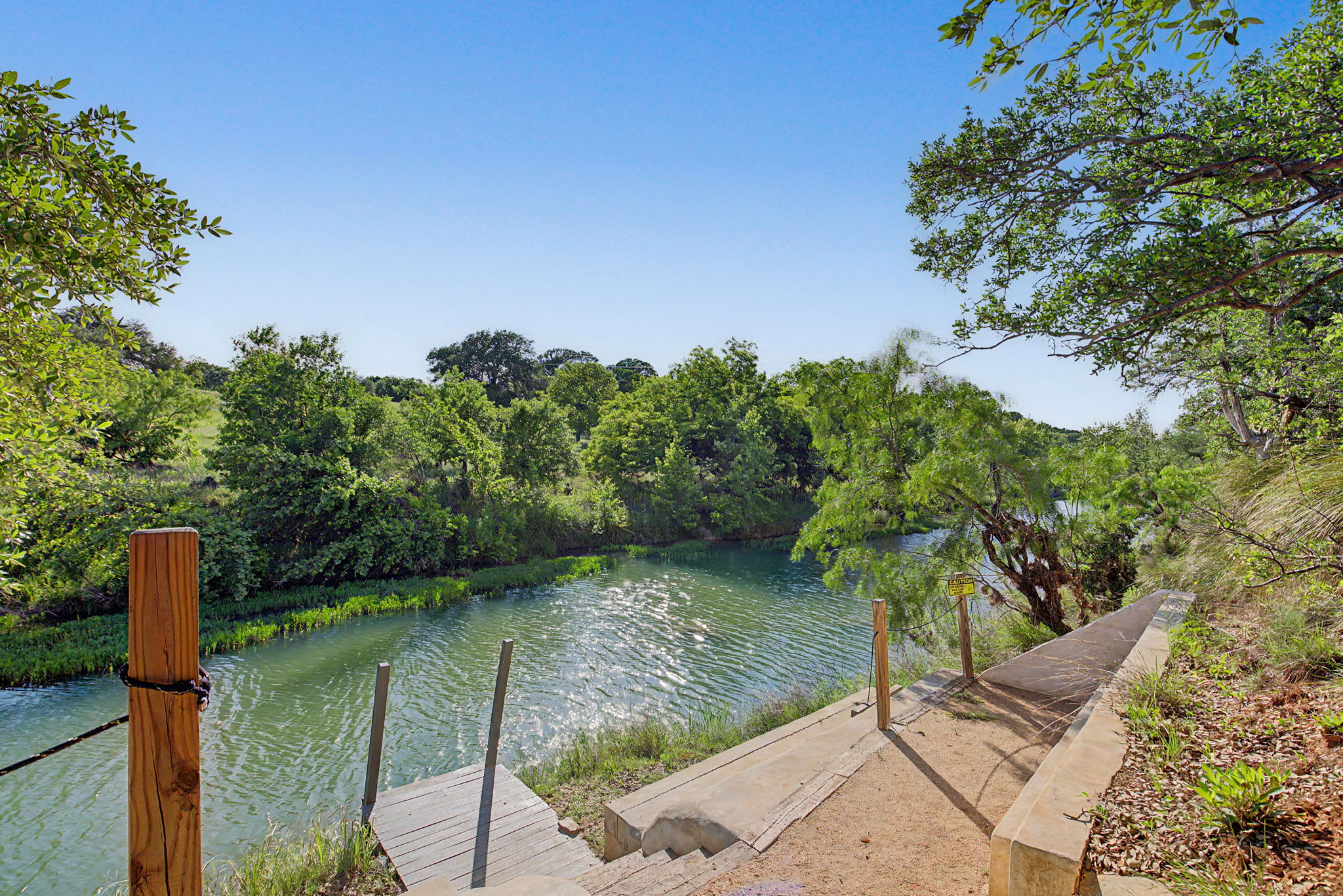 Serene river front.