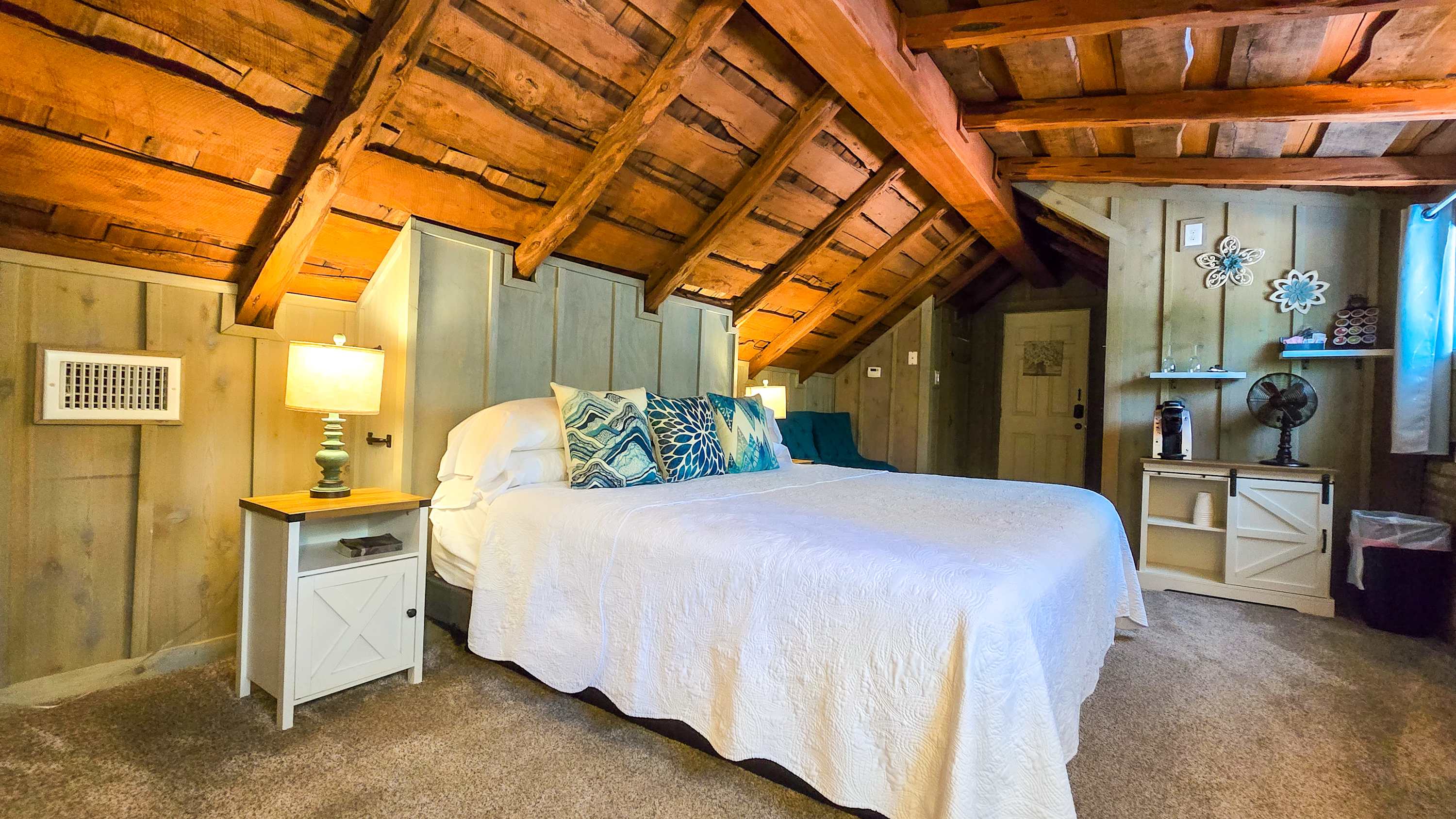 Relax in the king-sized bed & stream your favorites on the smart TV​