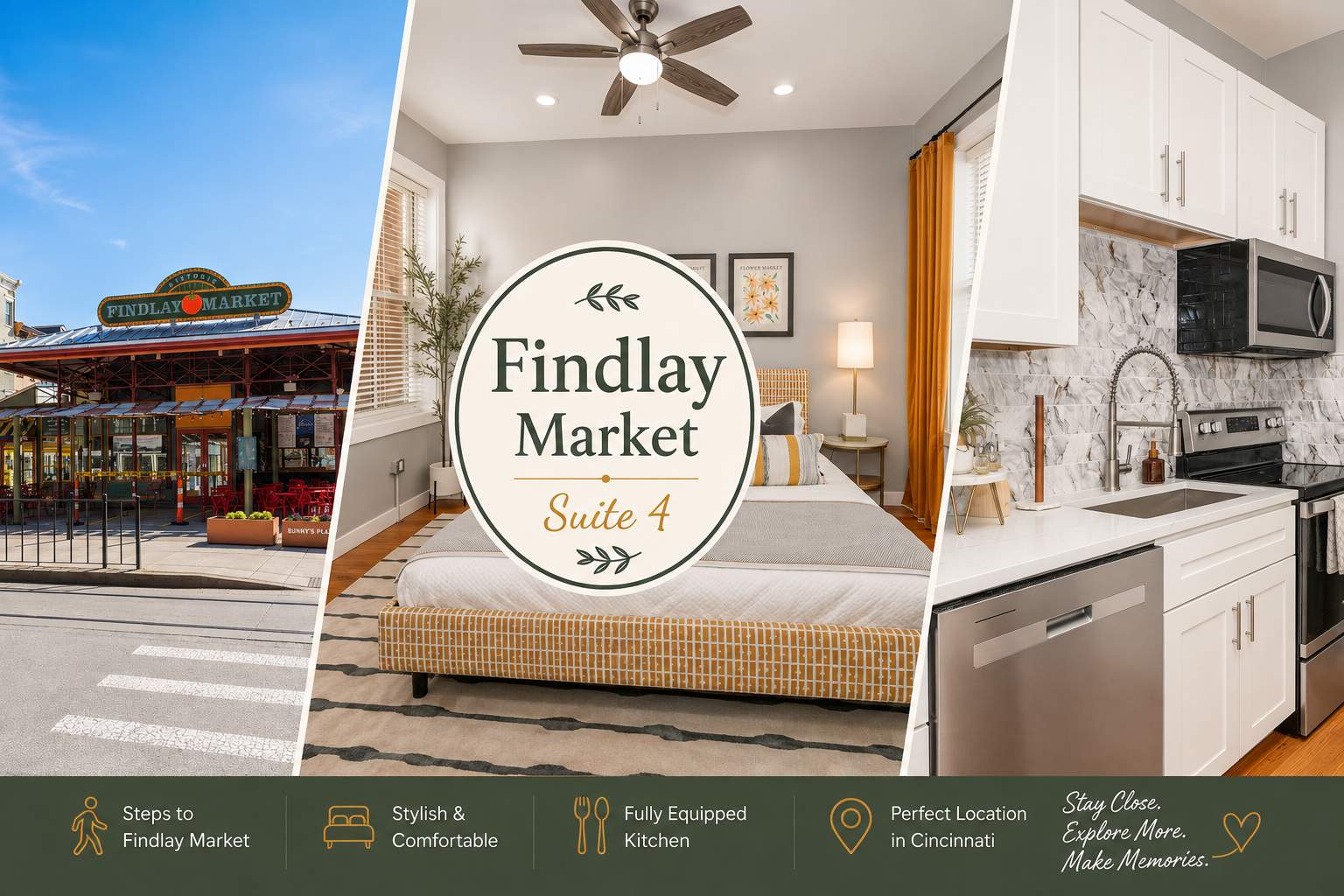 Experience the charm of Cincinnati in the heart of the historic Findlay Market district. Just steps away from local restaurants, breweries, shops, and entertainment.