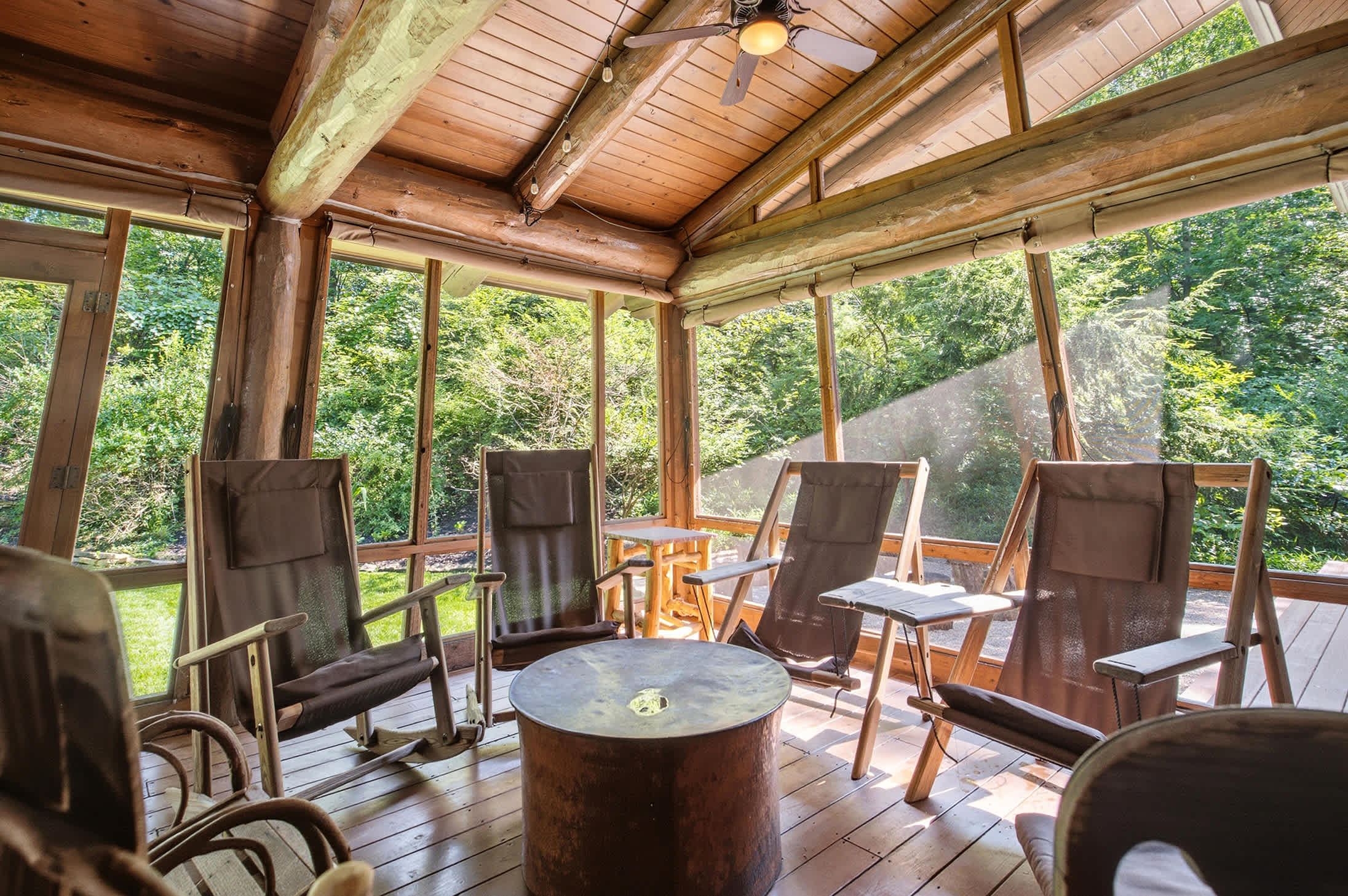 Rocking chairs, forest air, and nothing on the agenda.