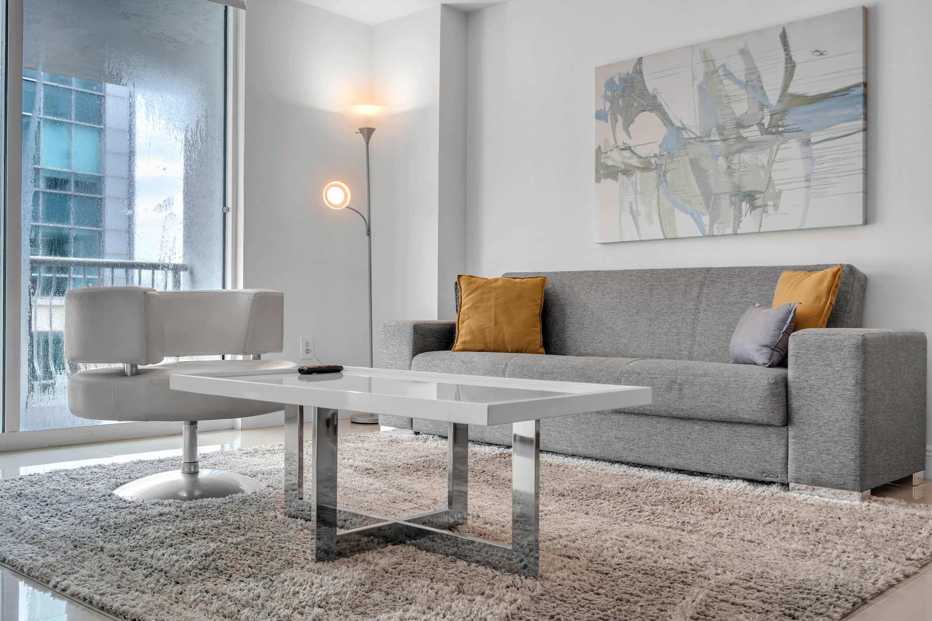 Curl up in the serene living room & stream your favorites on the smart TV​