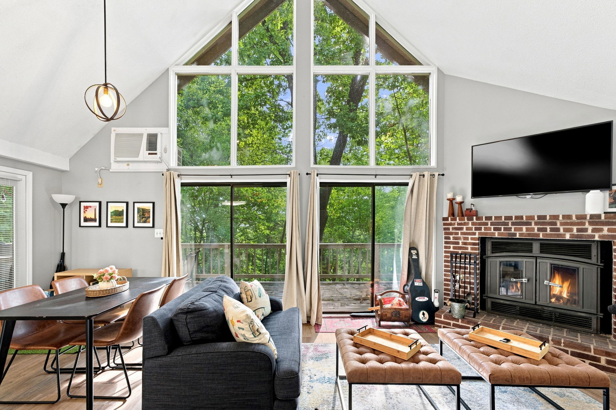 The fireplace in the home is decorative only and not for use. While it adds charm to the space, it is currently not functional. We appreciate your understanding and hope you enjoy the cozy ambiance it brings!