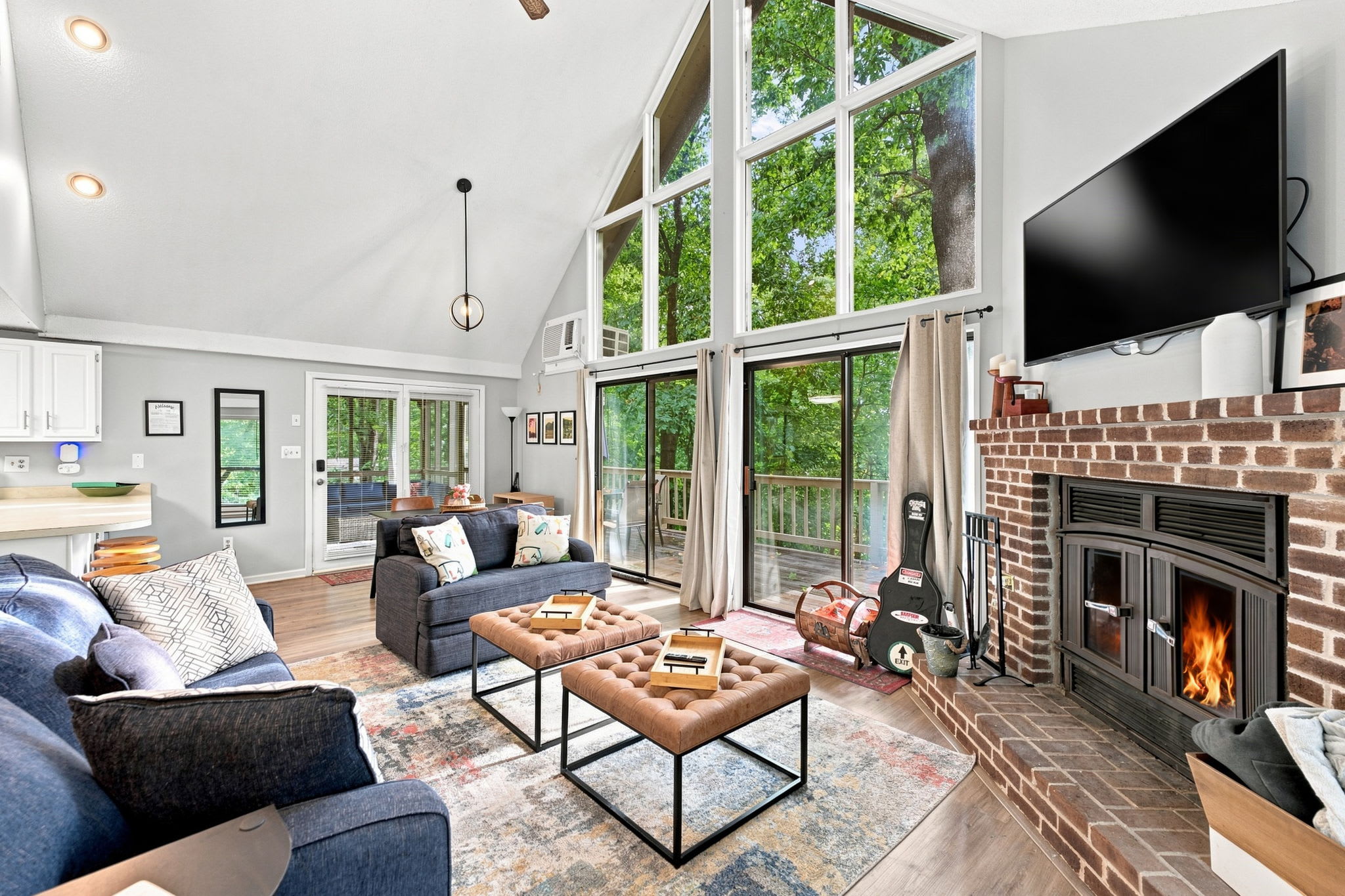 The fireplace in the home is decorative only and not for use. While it adds charm to the space, it is currently not functional. We appreciate your understanding and hope you enjoy the cozy ambiance it brings!