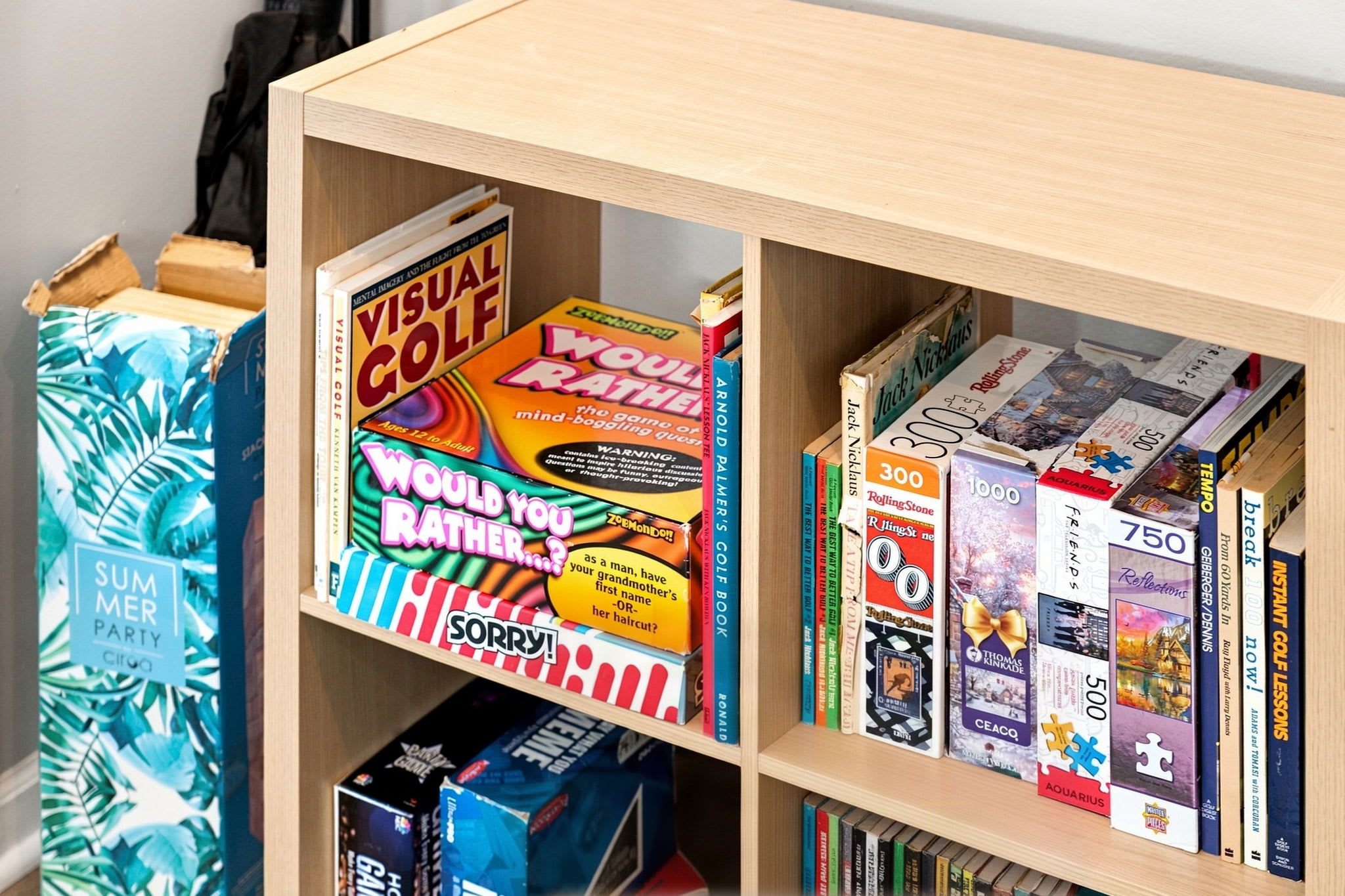 Games, puzzles, and books for relaxing evenings