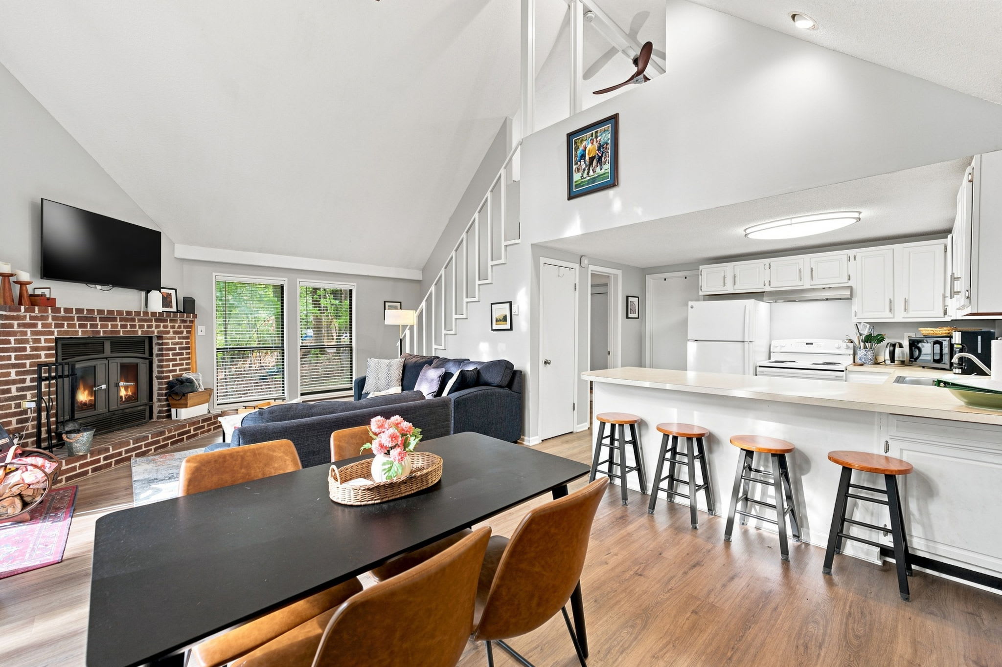 The fireplace in the home is decorative only and not for use. While it adds charm to the space, it is currently not functional. We appreciate your understanding and hope you enjoy the cozy ambiance it brings!