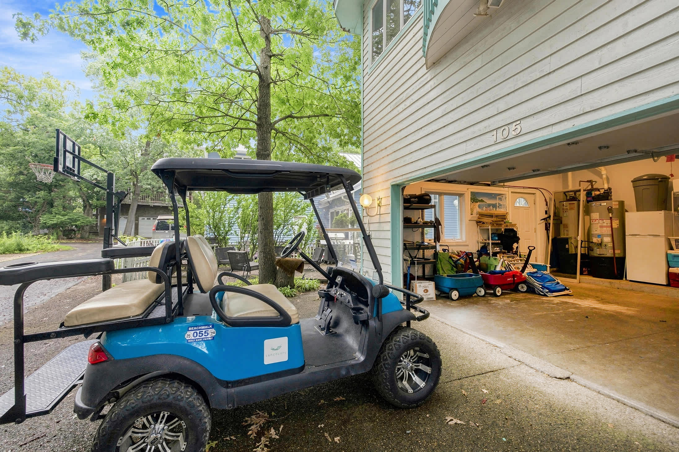 Seasonal golf cart included for neighborhood and beach access.