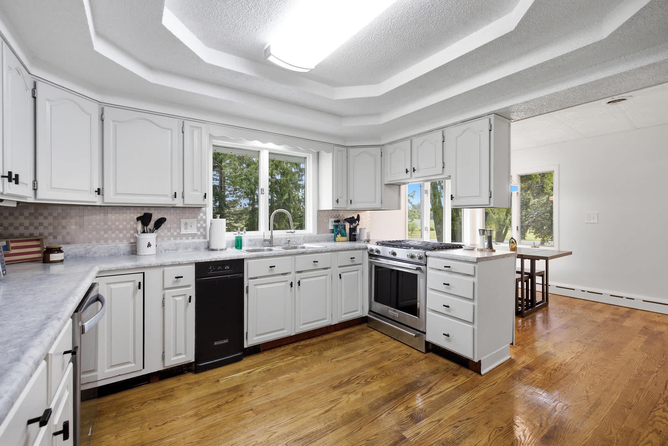 Main level kitchen with generous prep space for group meals.