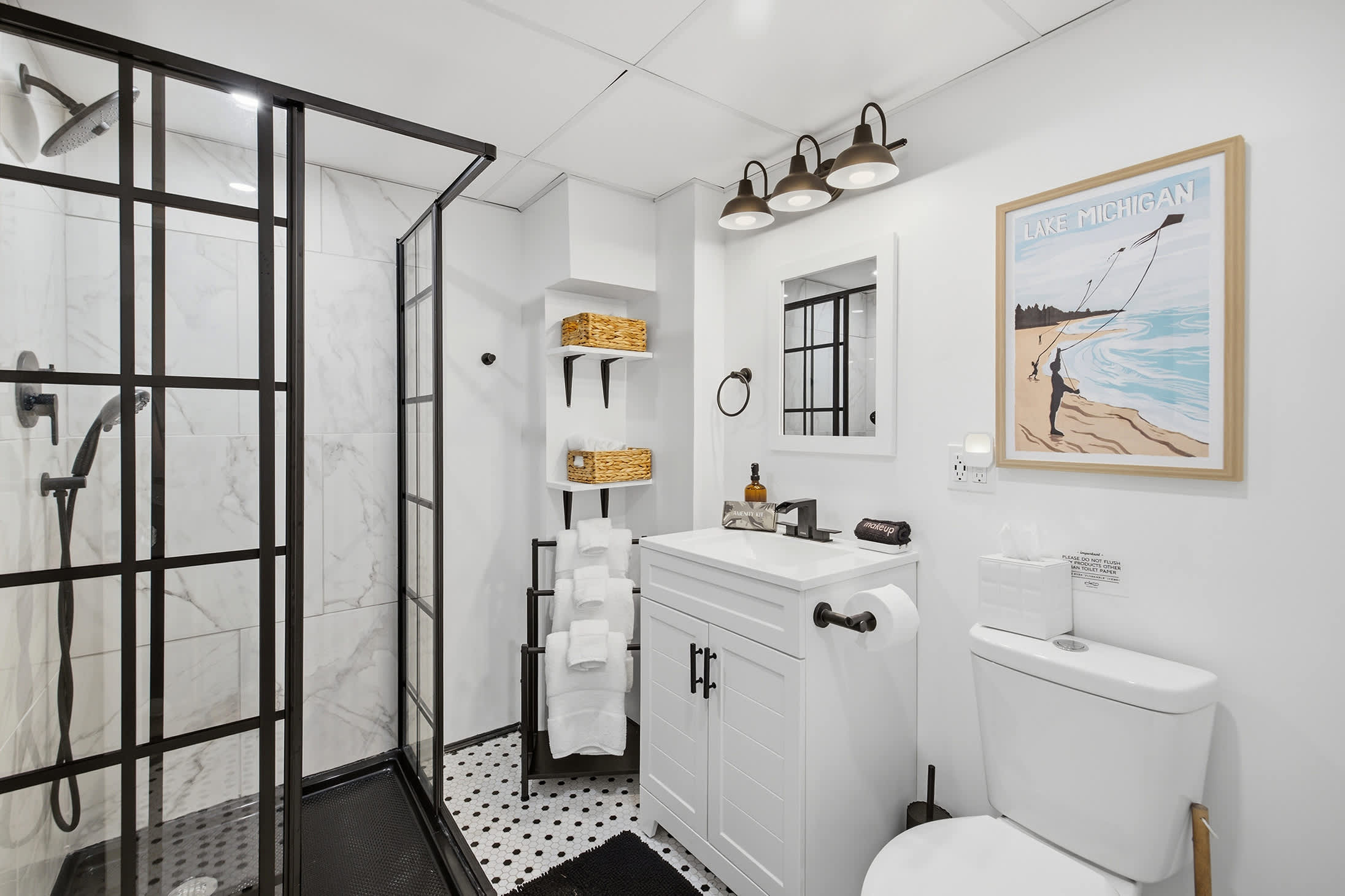 Modern bathroom with a walk-in shower for everyday convenience.
