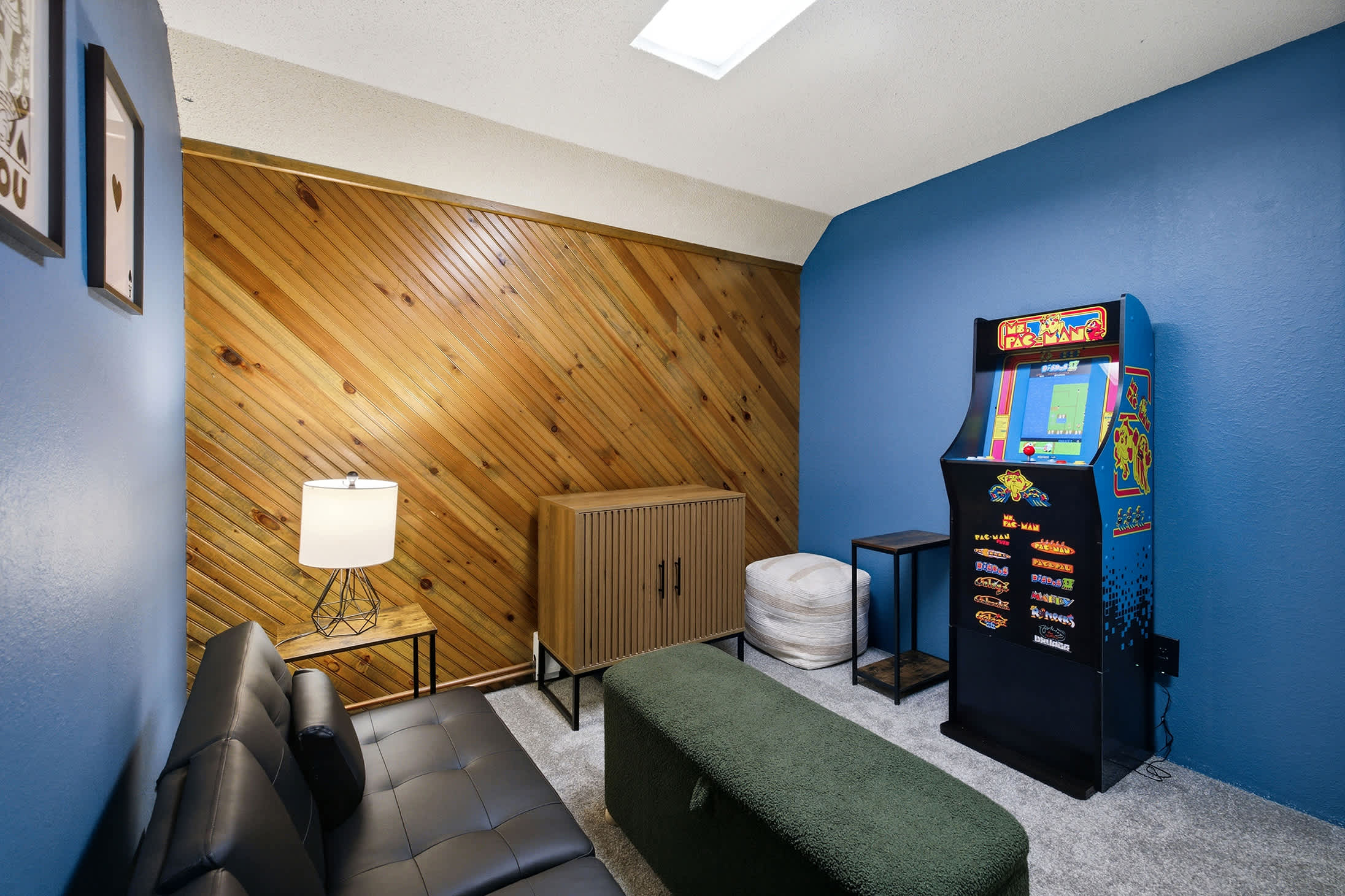 Game room with arcade fun keeps everyone entertained indoors.