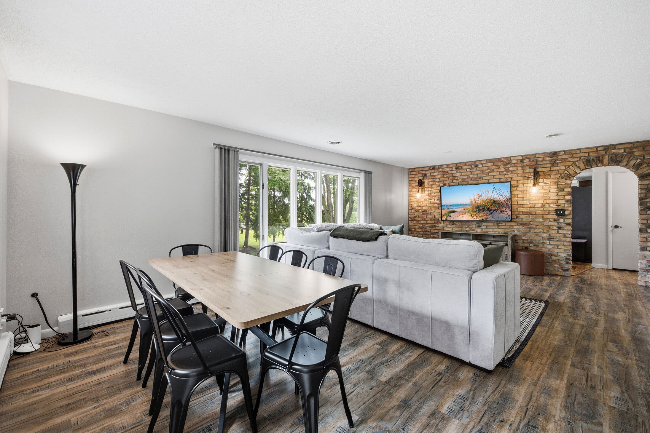 Open dining and living spaces keep your group together with ease.