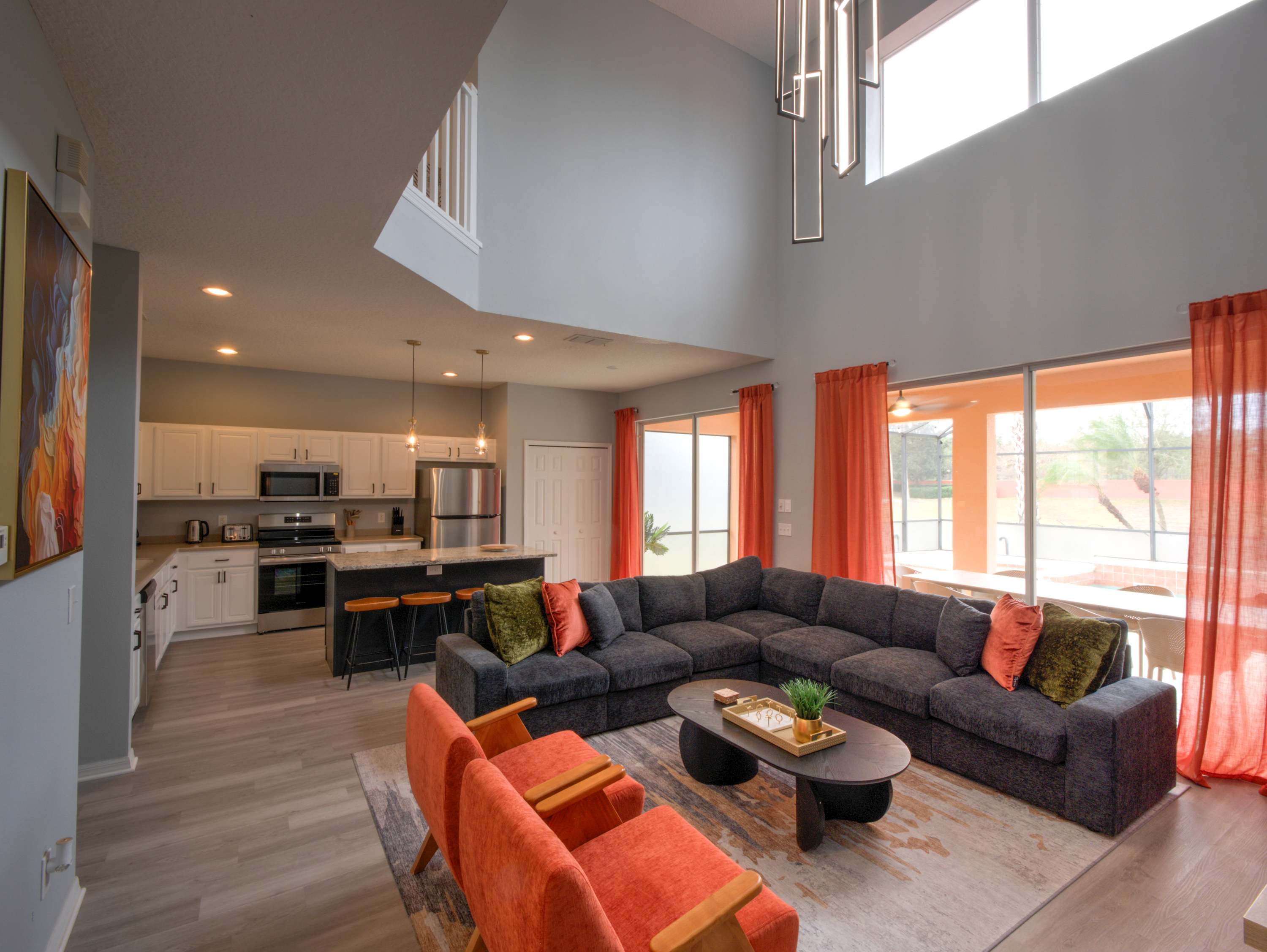 Spacious open-concept living area designed for relaxing and gathering