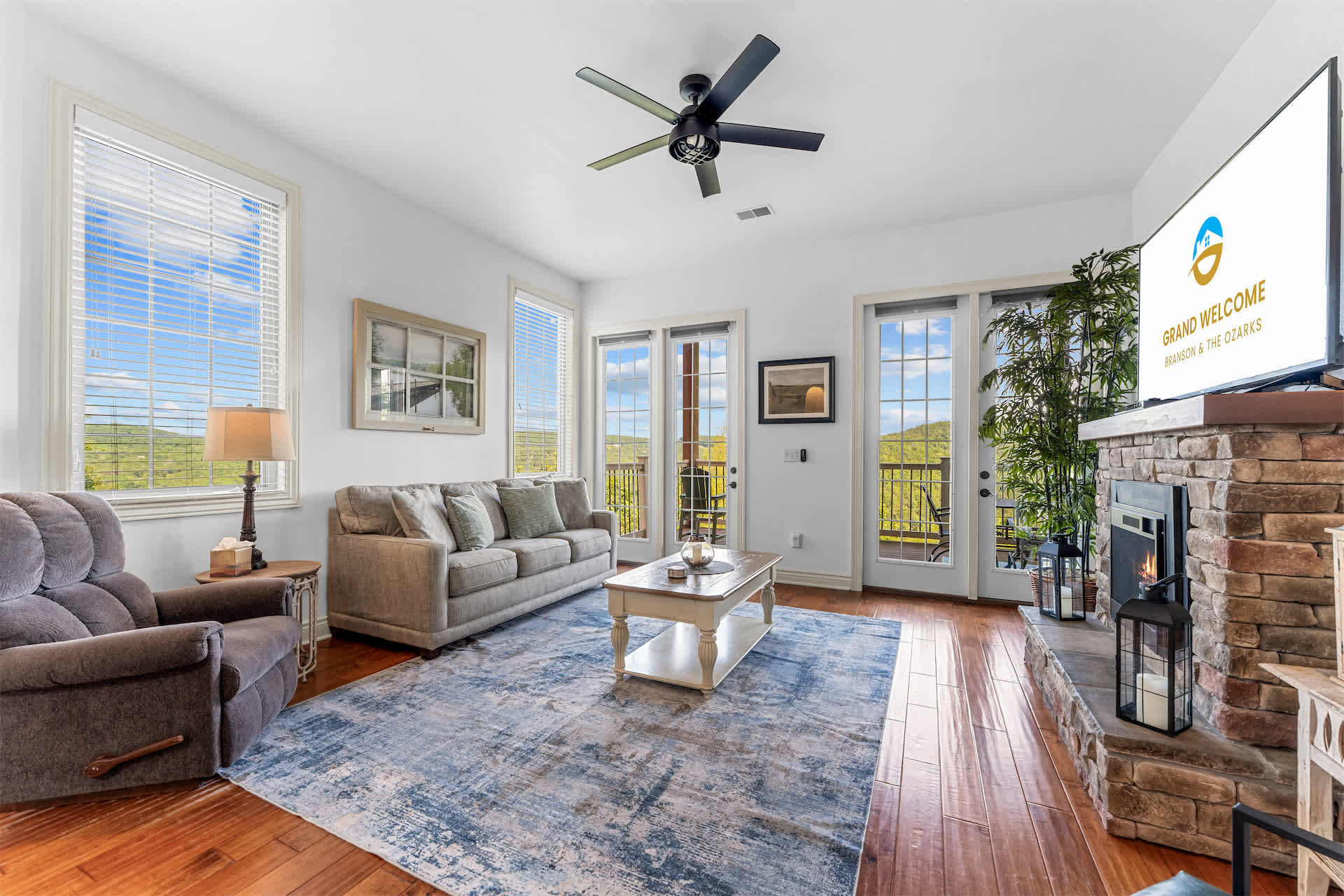 Curl up in the serene living room & stream your favorites on the smart TV​