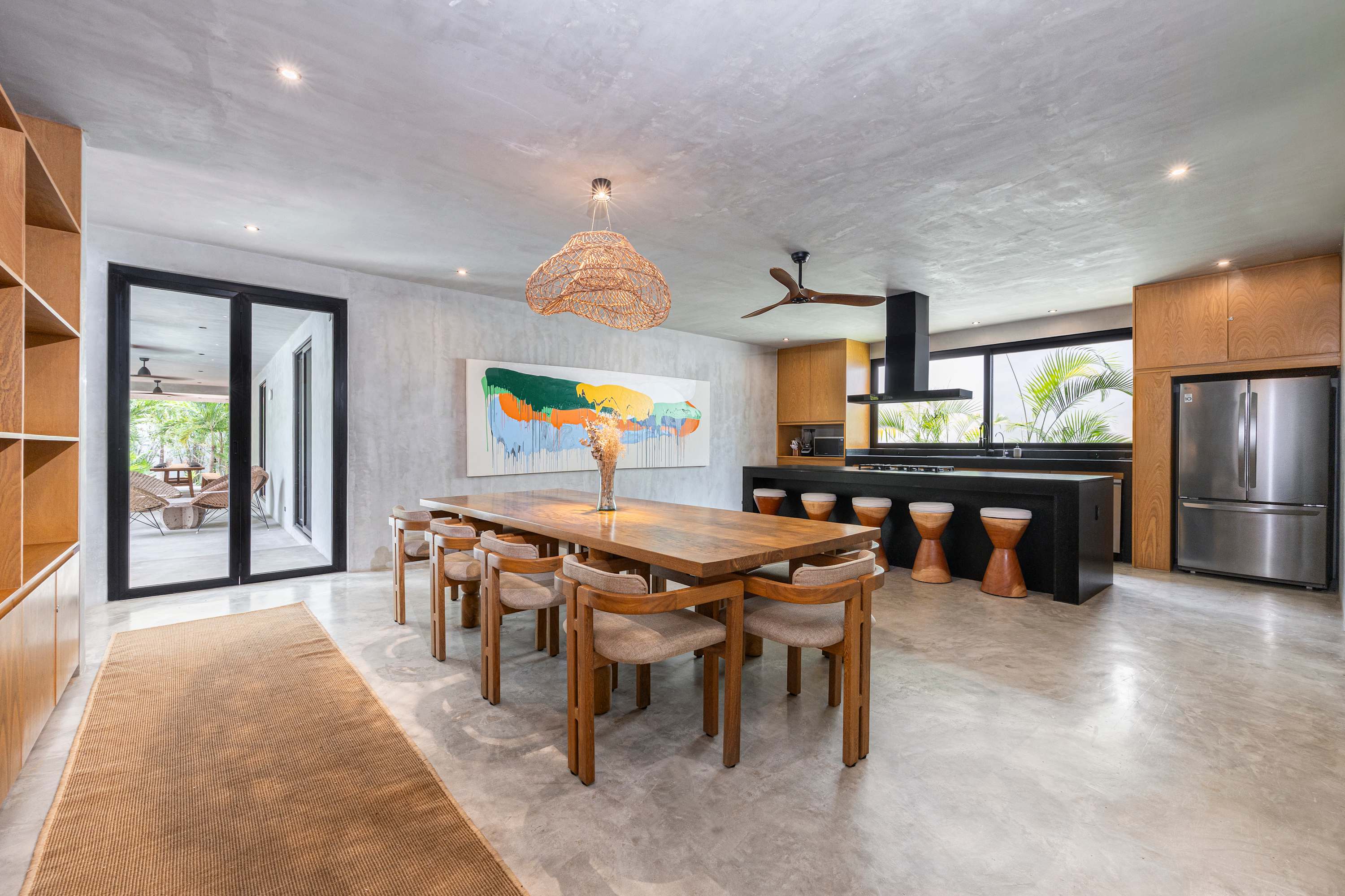 Stylish dining room and kitchen