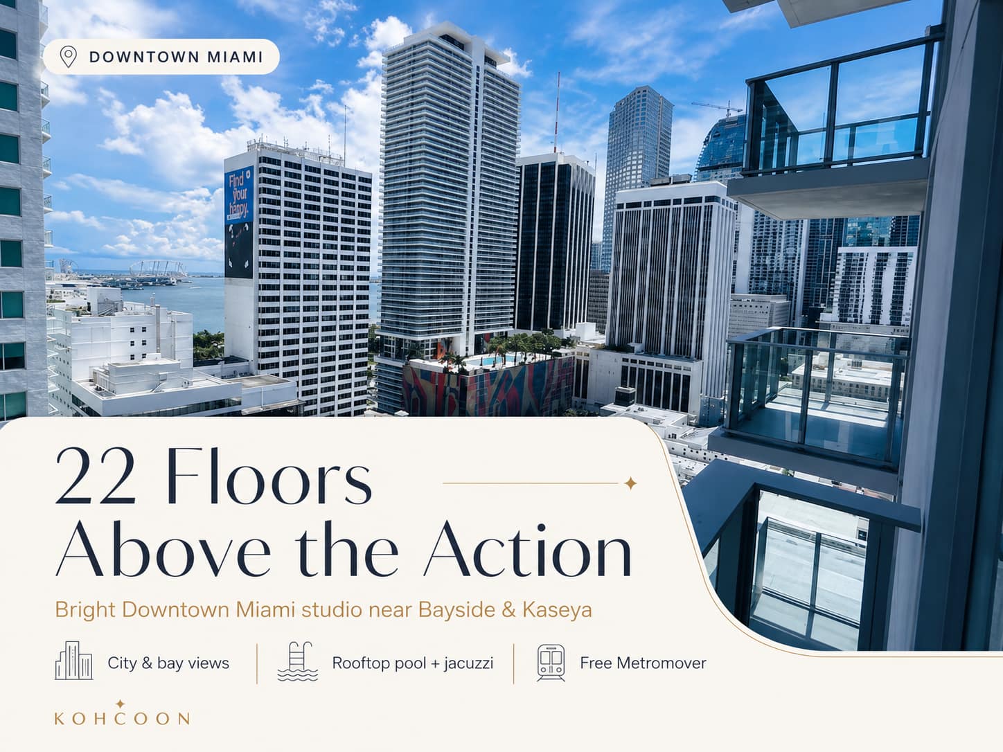 Downtown Miami Studio with Bay & Skyline Views
