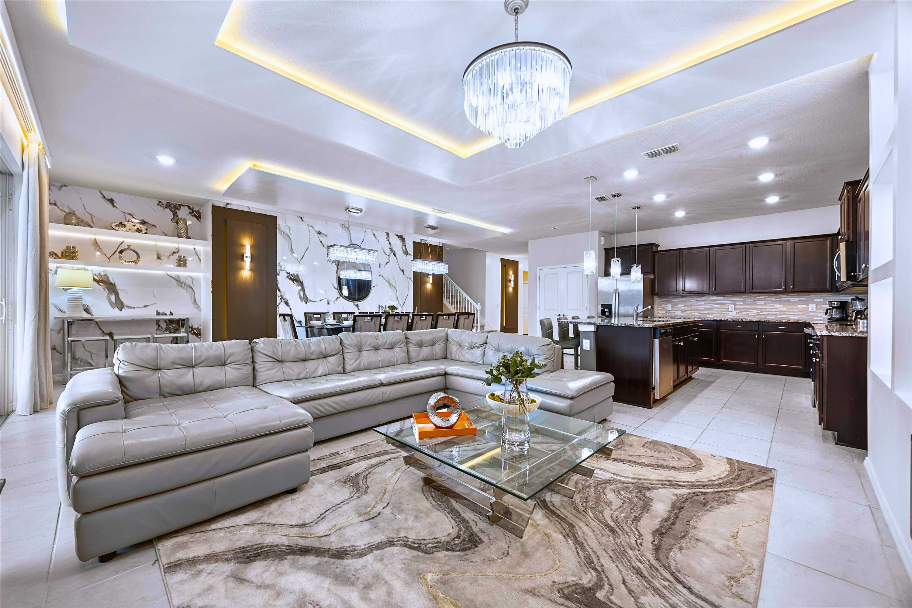 Spacious living room with smart TV and high speed internet 