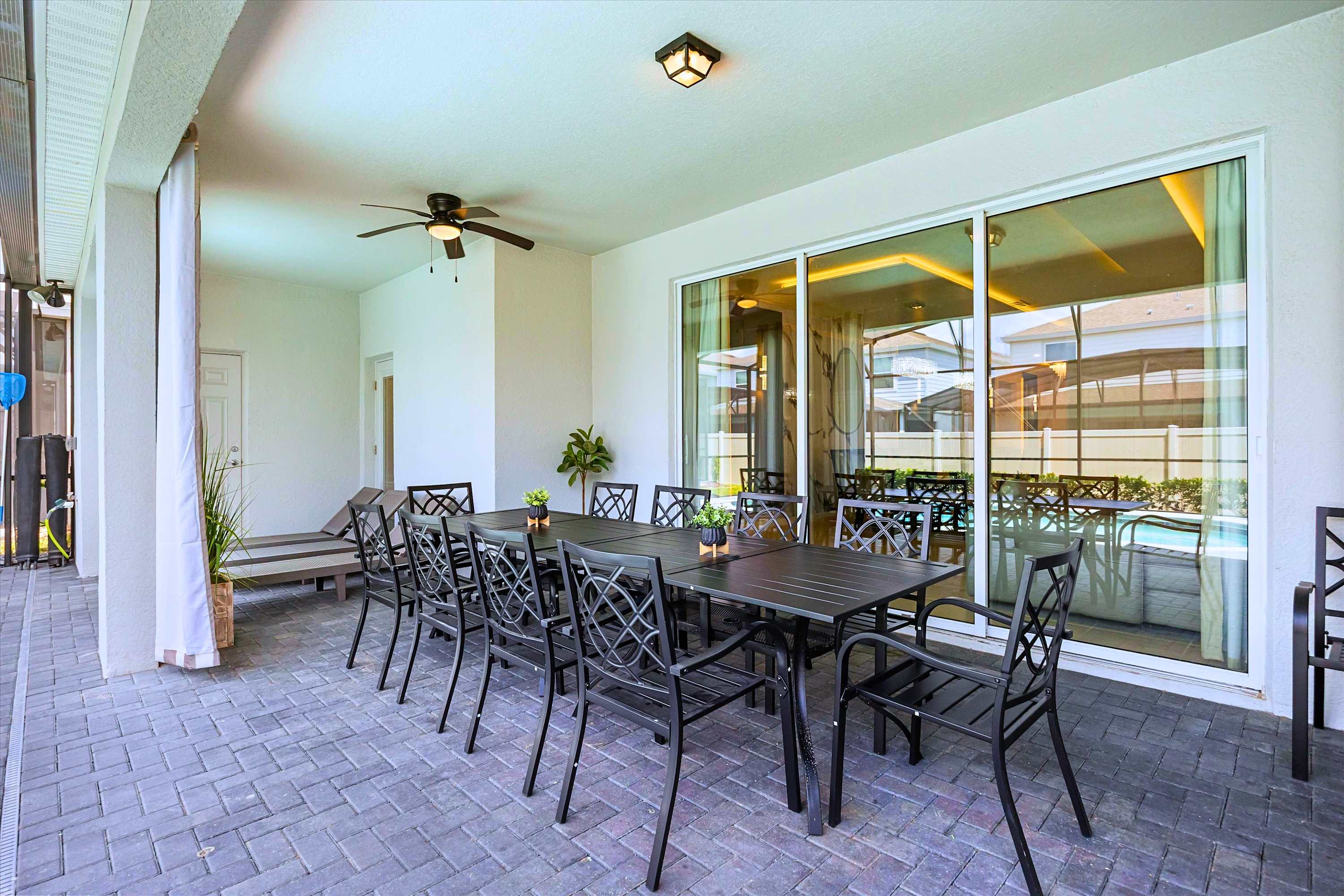 Furnished outdoor patio with spacious dining area