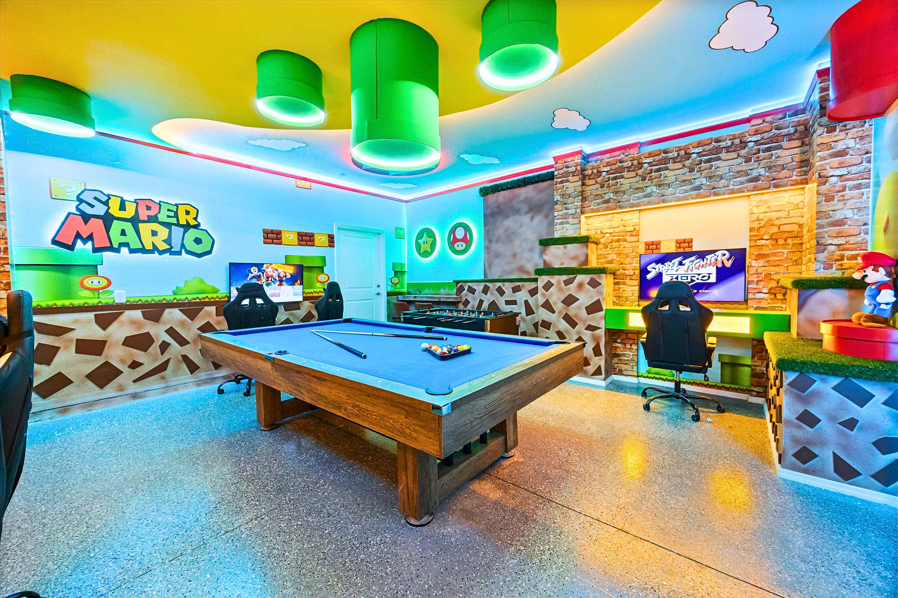 Super Mario themed games room 