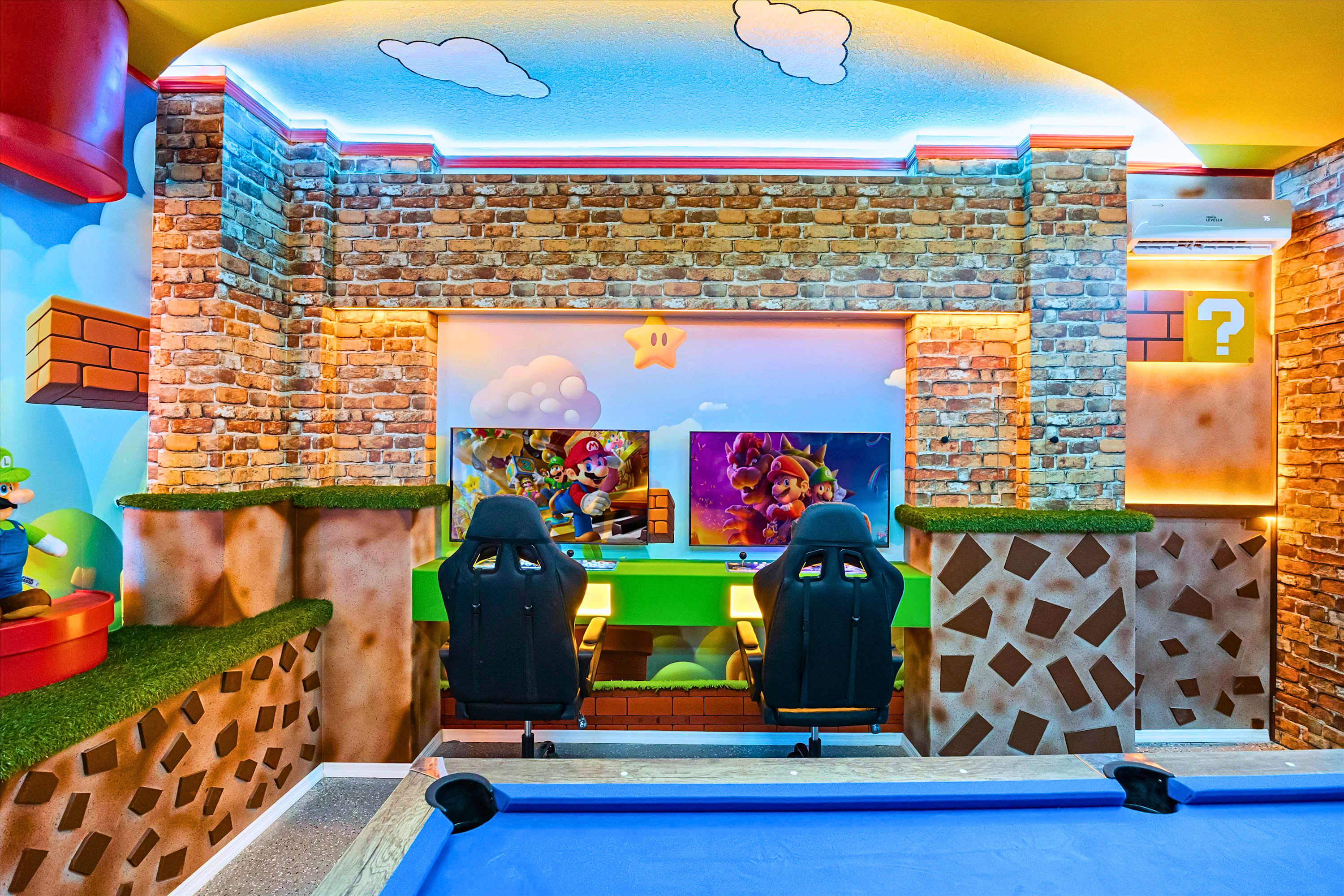 Game On! Super Mario Gaming Lounge with Console Stations