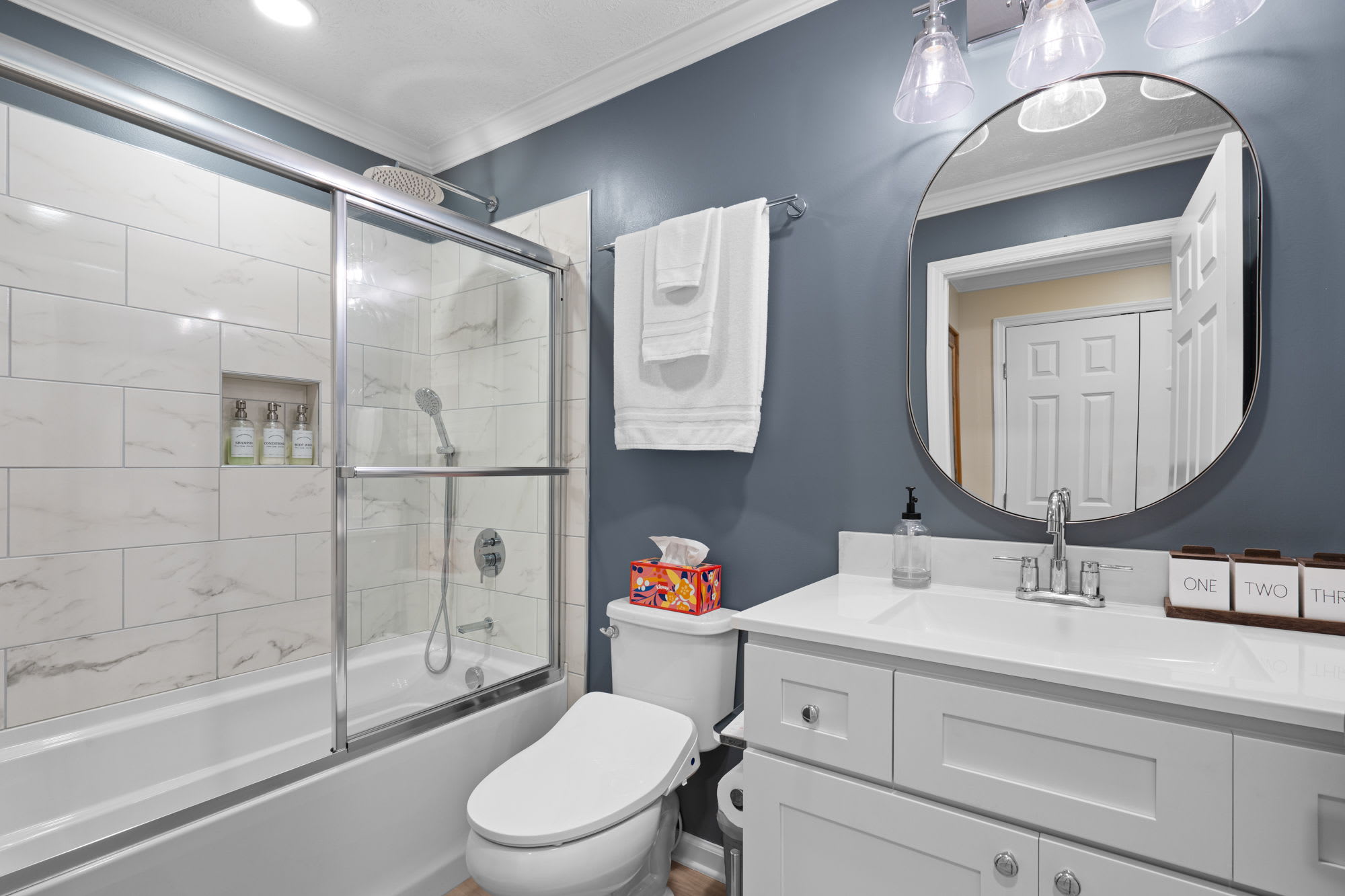 Primary bathroom close by the primary bedroom