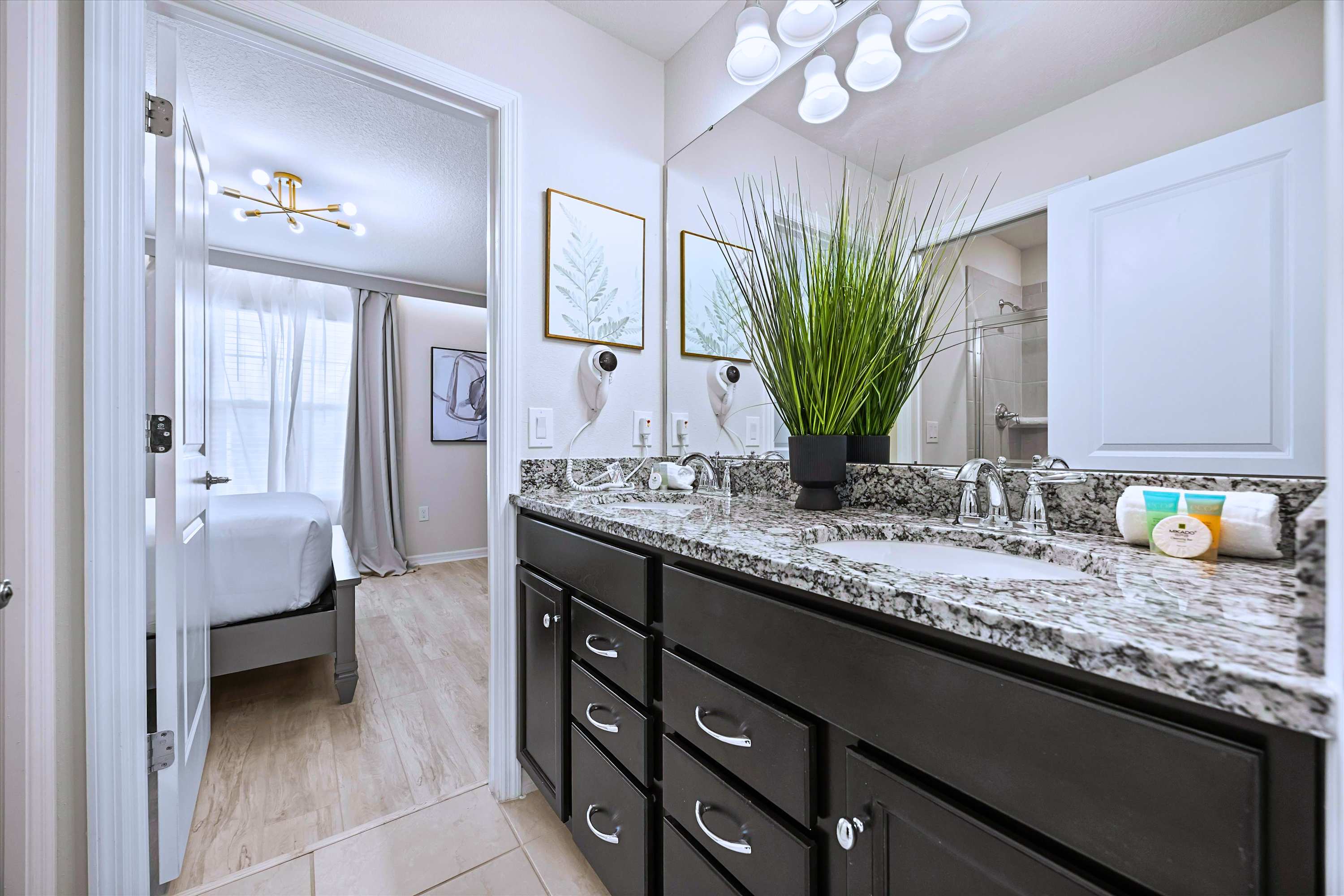 Private Ensuite Bathroom with Marble Sink & Vanity Cabinet