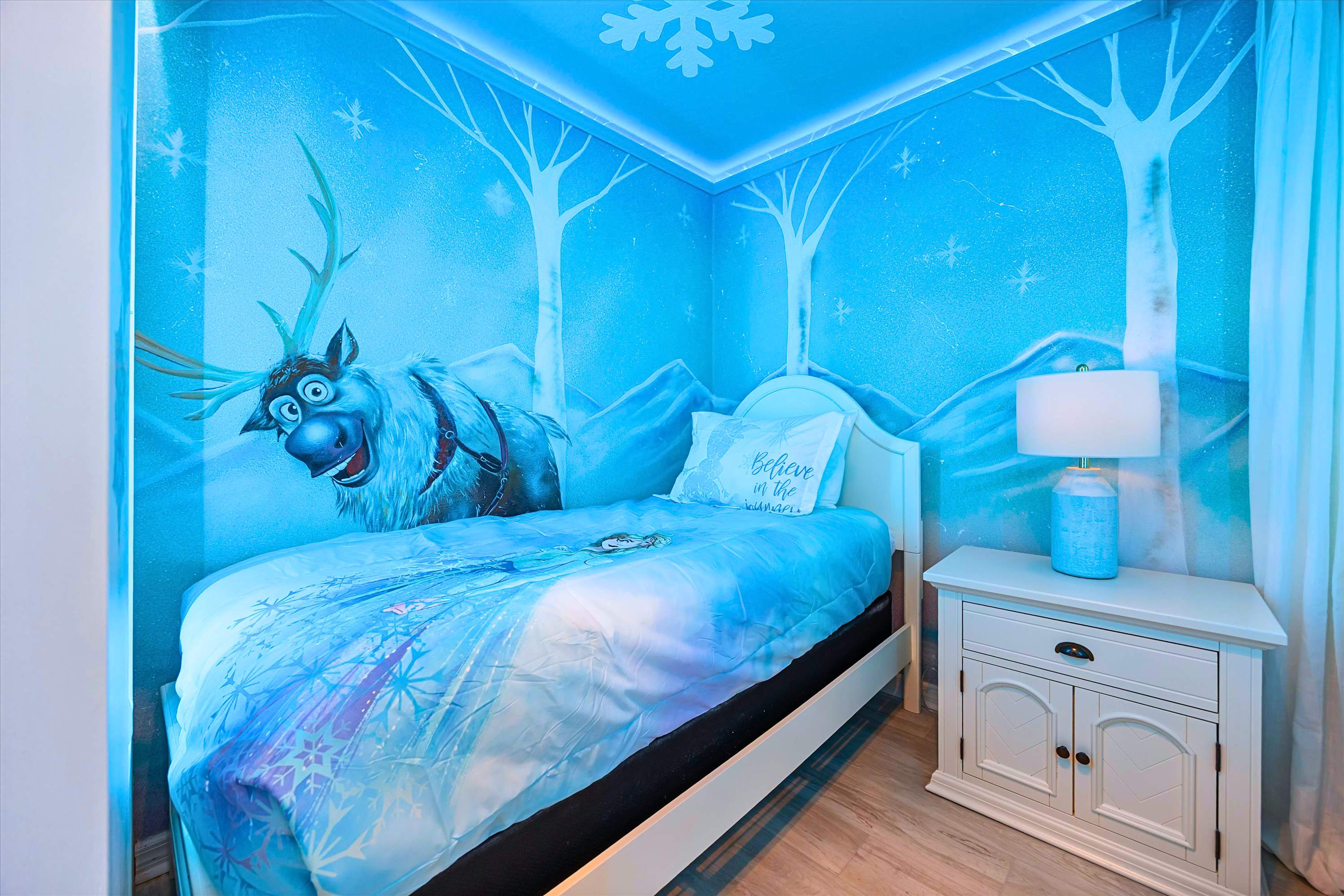 Magical Disney Frozen Room Featuring Two Themed Single Beds