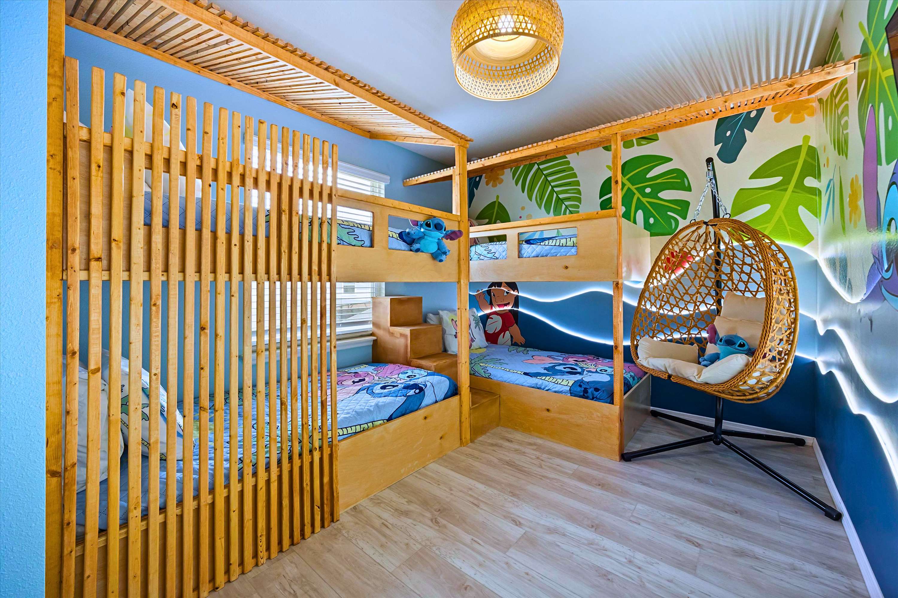 Enjoy Favorite Movies in Lilo & Stitch Bunk Room Bedroom with Swing