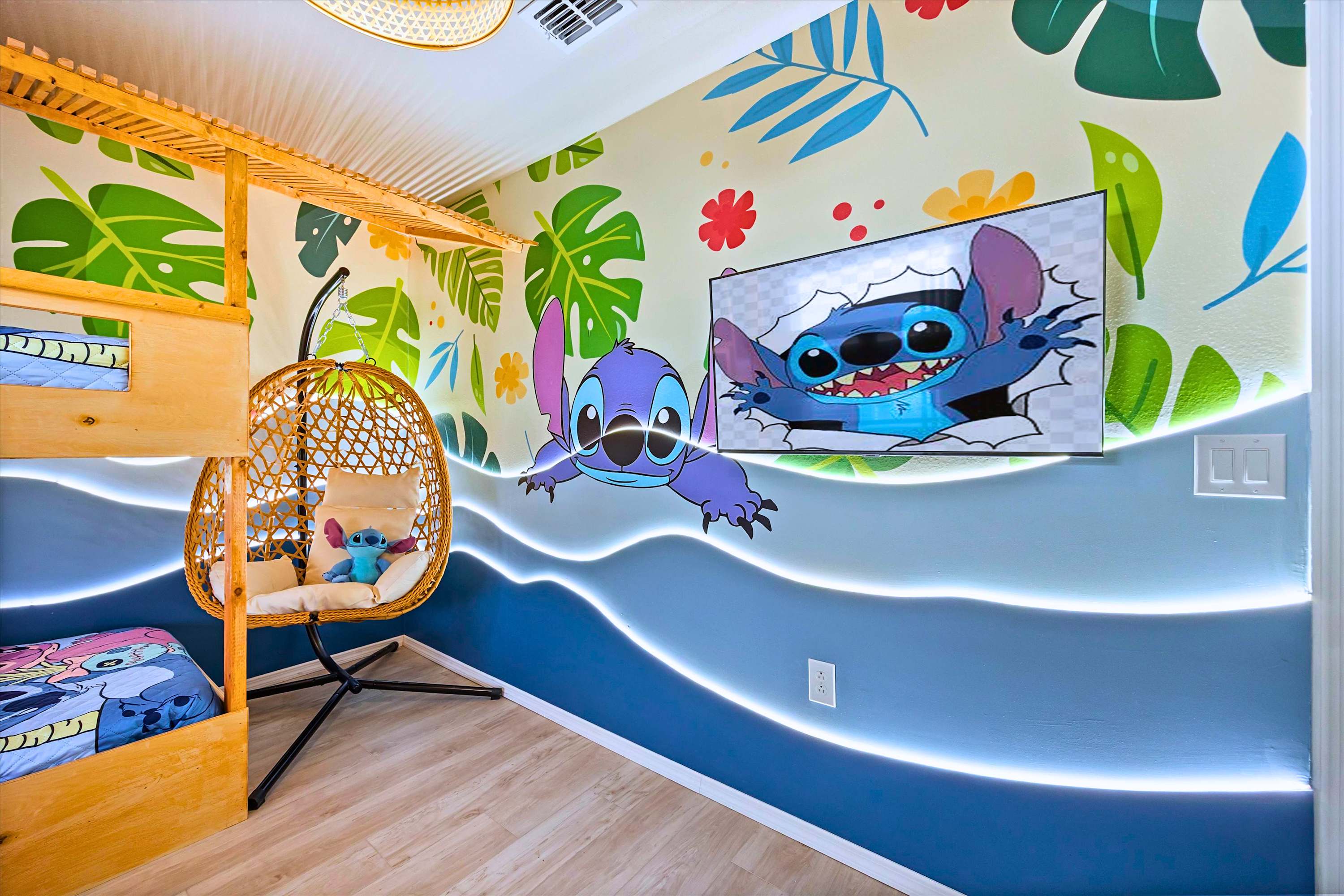 Relax & Watch Favorite Shows in Tropical Lilo & Stitch Room