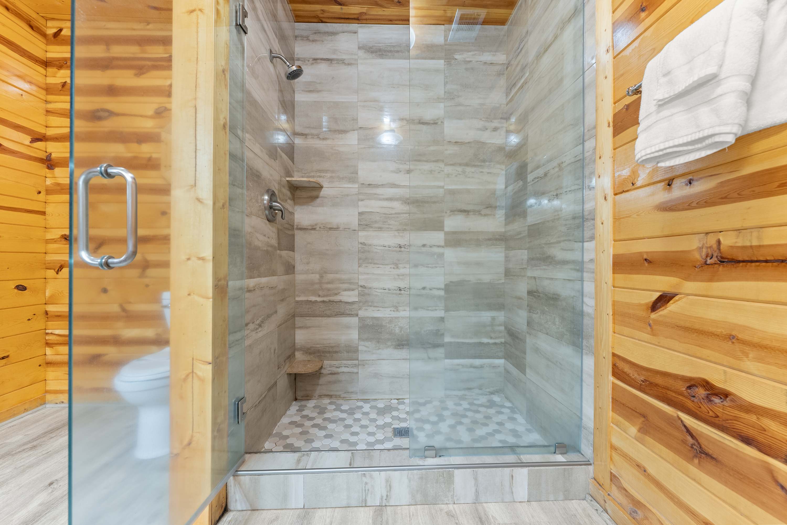 Attached bathroom to the bedroom downstairs