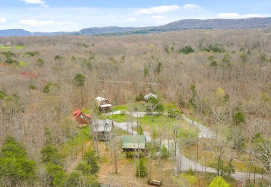 Aerial view of all 5 cabins