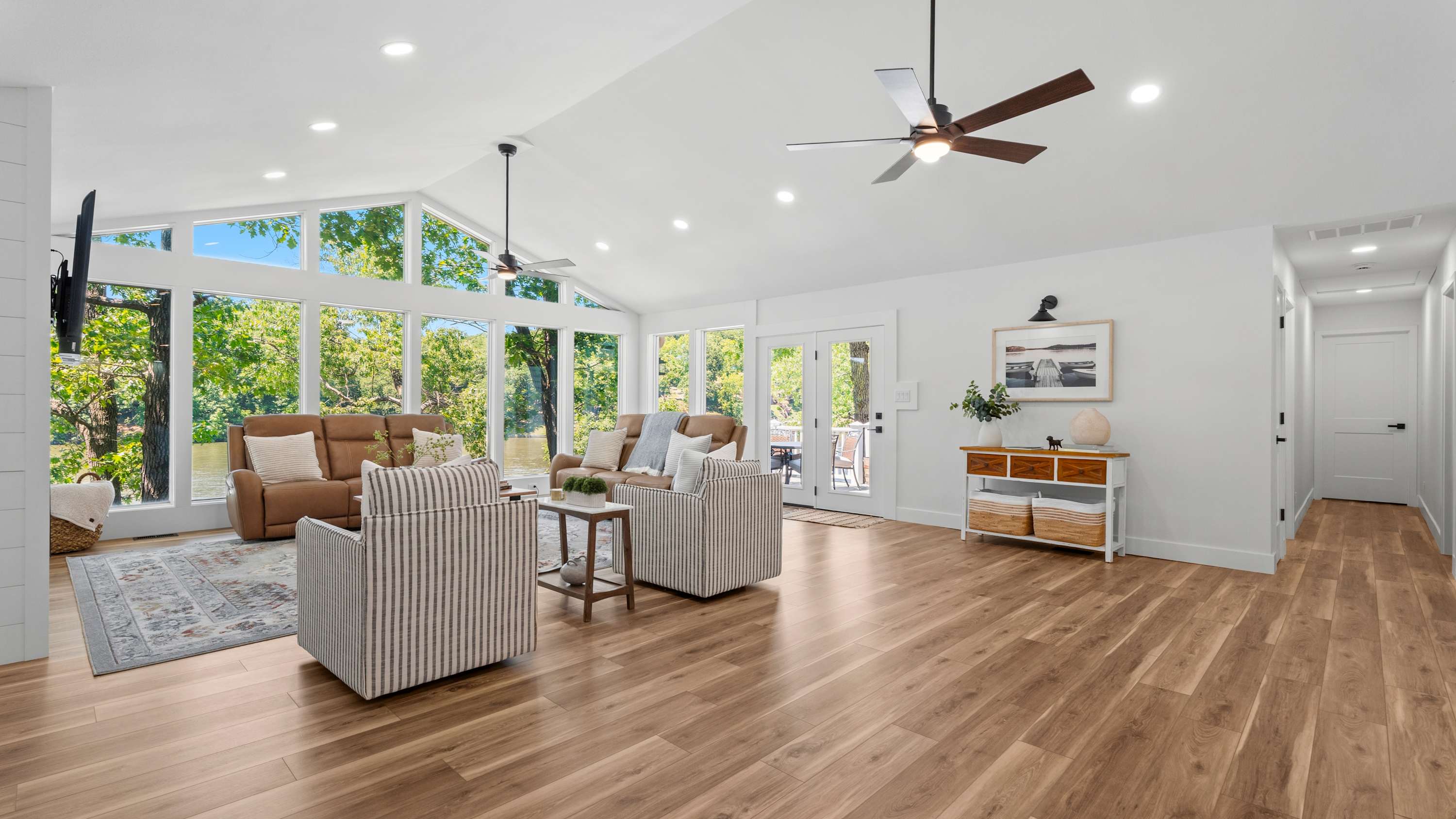 Curl up in the airy living room & stream your favorites on the smart TV​