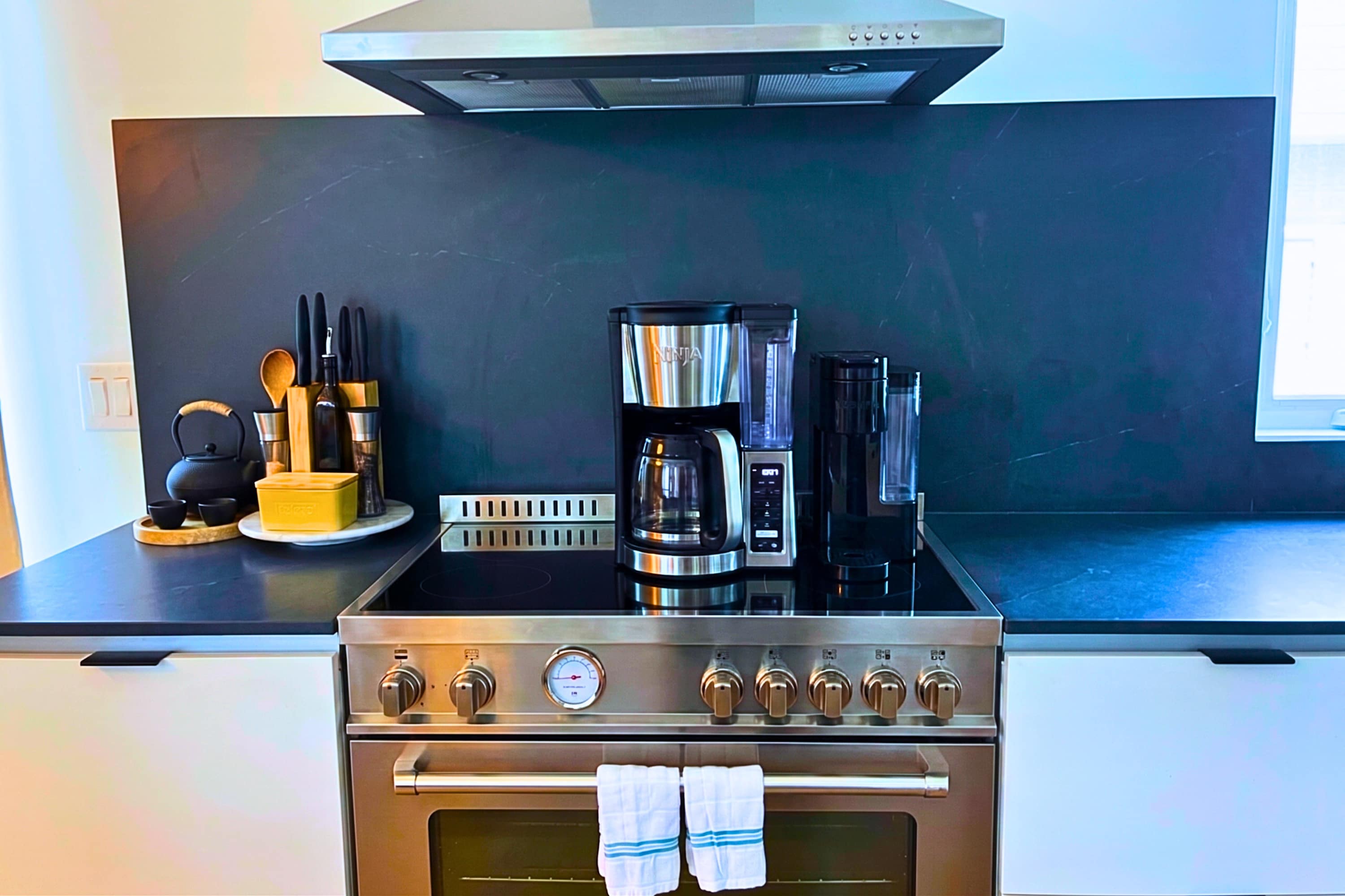 Start your mornings right with a fresh brew at your sleek, modern coffee station