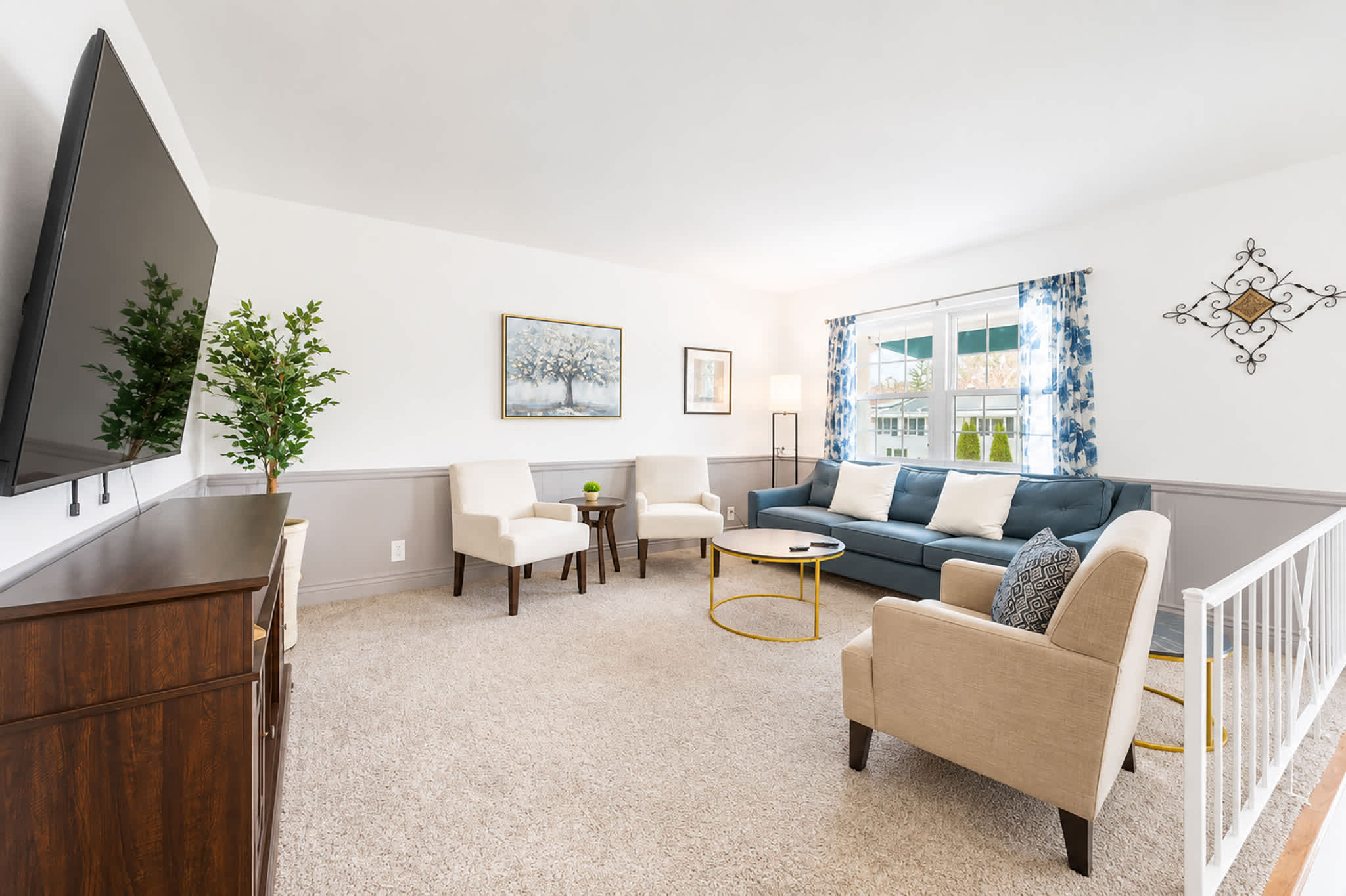 Curl up in the tranquil living room & stream your favorites on the smart TV