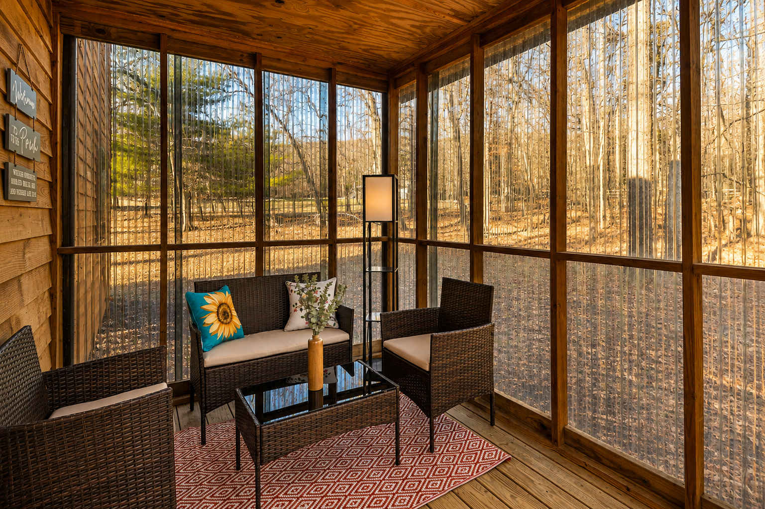 Enjoy your morning coffee in the screened-in porch.