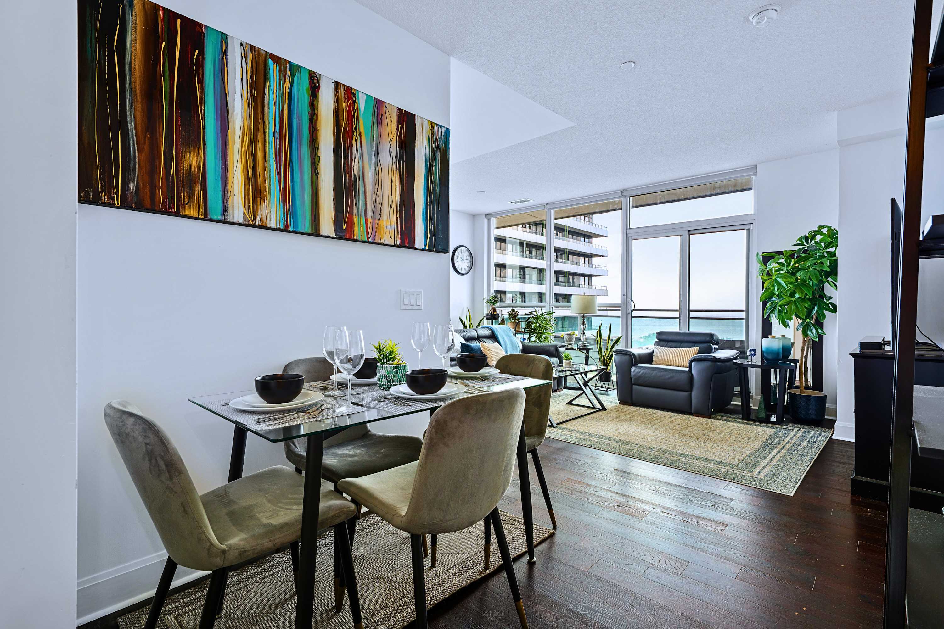 Table set for four seamlessly integrated into the main living area.